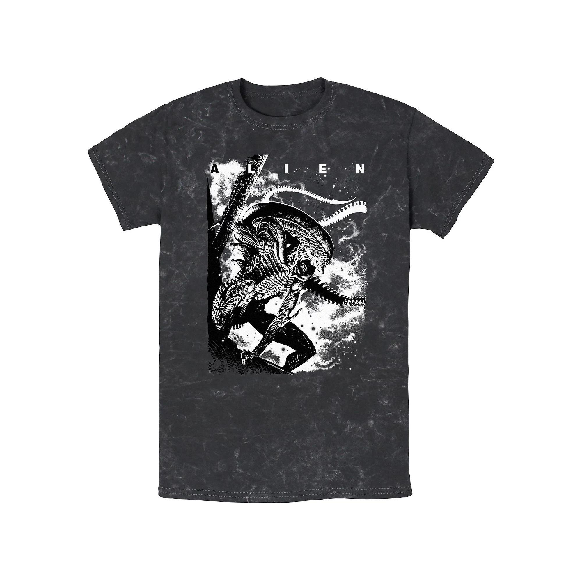 Men's Aliens Xenomorph Ready To Attack Mineral Wash Graphic Tee, Size: Large, Black Product Image