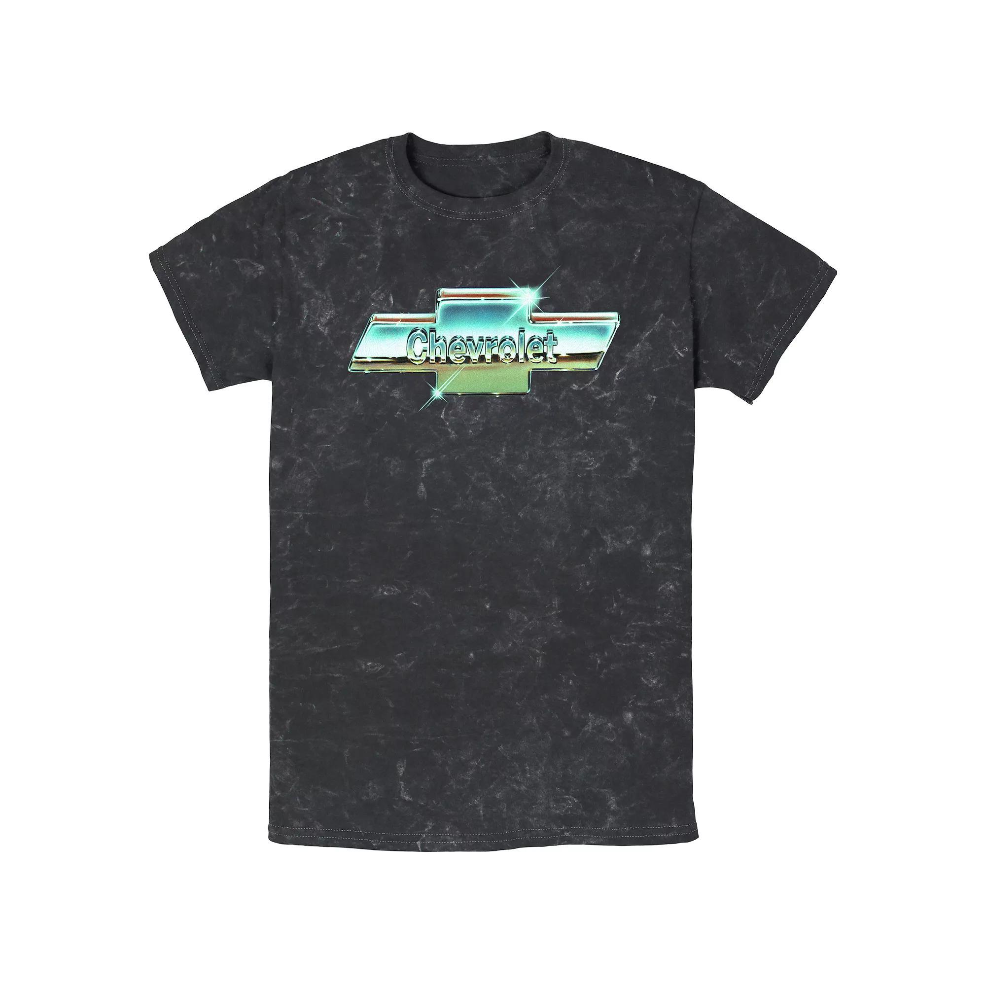 Men's Chevrolet Chrome Logo Mineral Wash Graphic Tee, Size: XL, Black Product Image