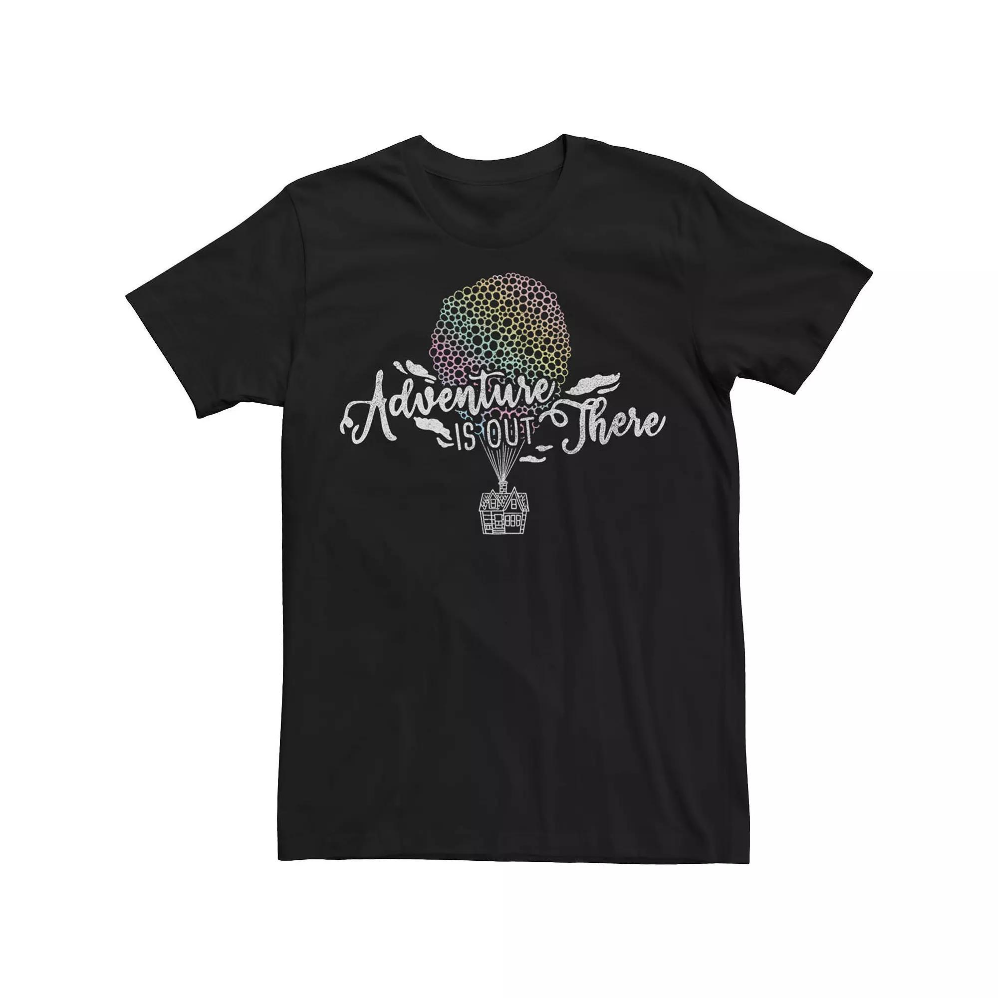 Disney / Pixar's Up Men's Adventure Is Out There Outline Tee, Size: 3XL, Black Product Image