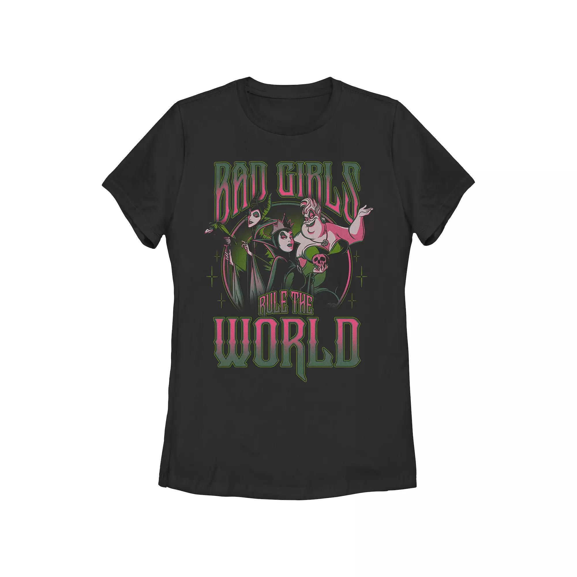 Disney Villains Bad Girls Rule The World Juniors' Graphic Tee, Girl's, Size: XXL, Black Product Image