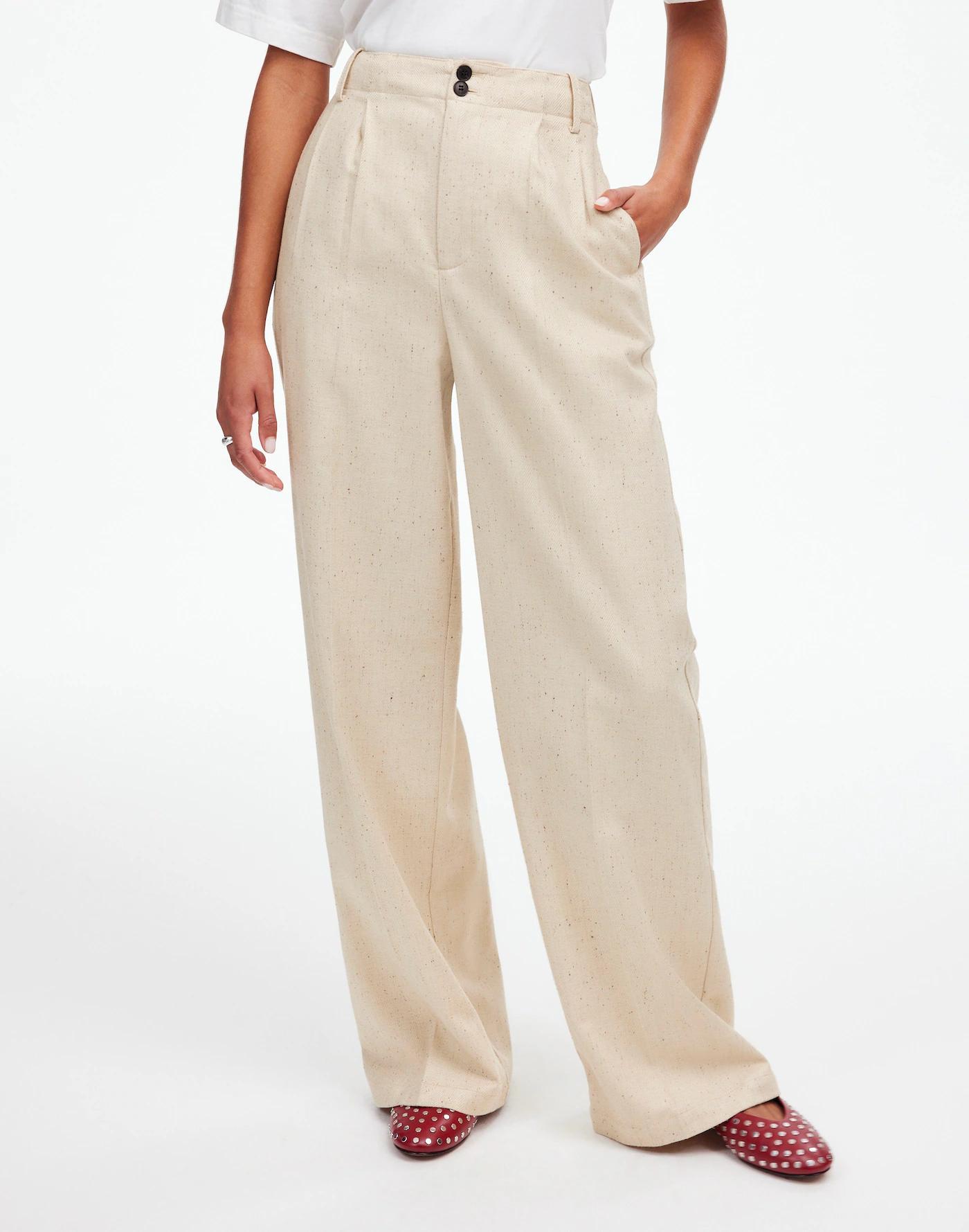 The Petite Harlow Wide-Leg Pant in Herringbone Italian Fabric Product Image
