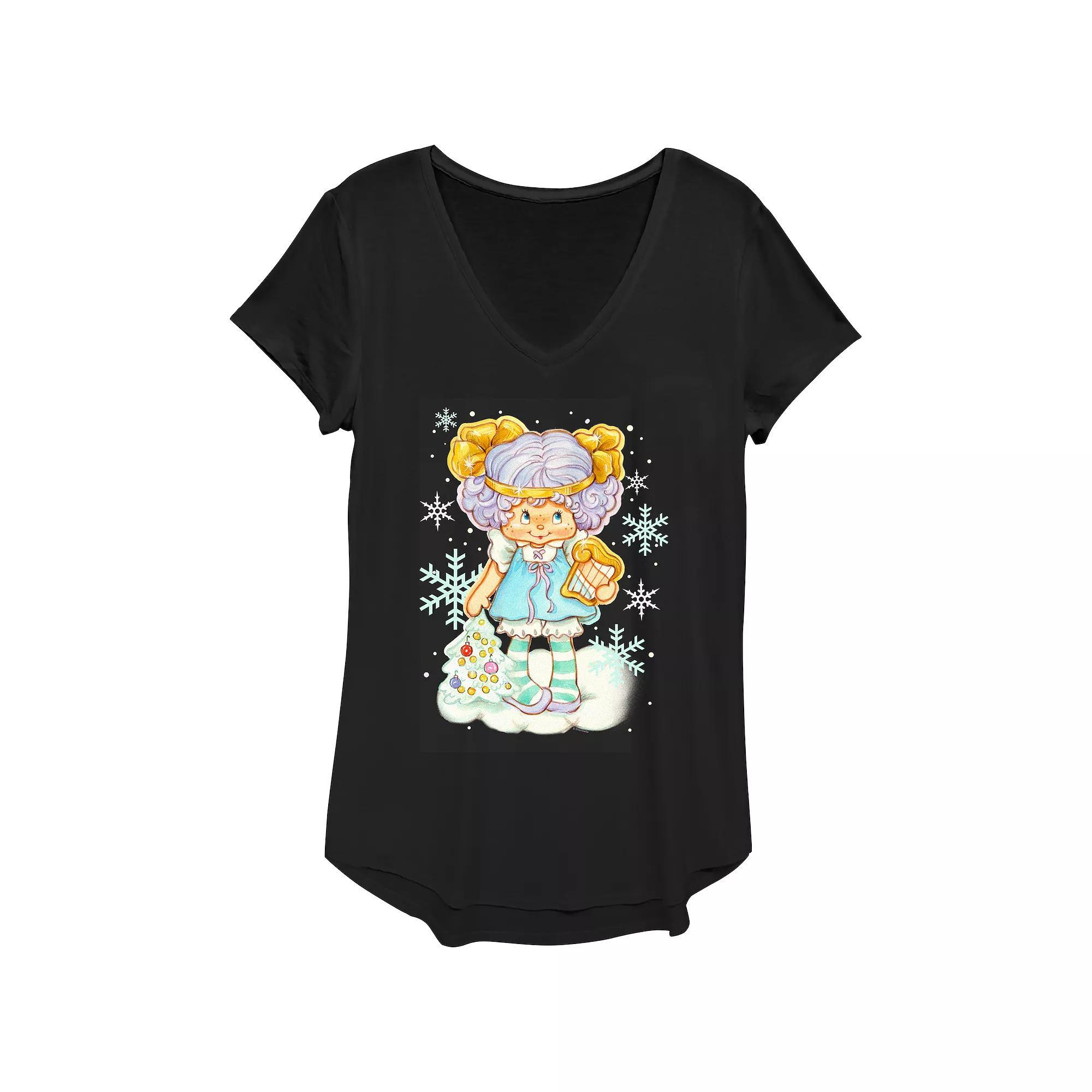 Women's Strawberry Shortcake Angel Cake Winter Wonderland Graphic Tee, Size: XS, Black Product Image