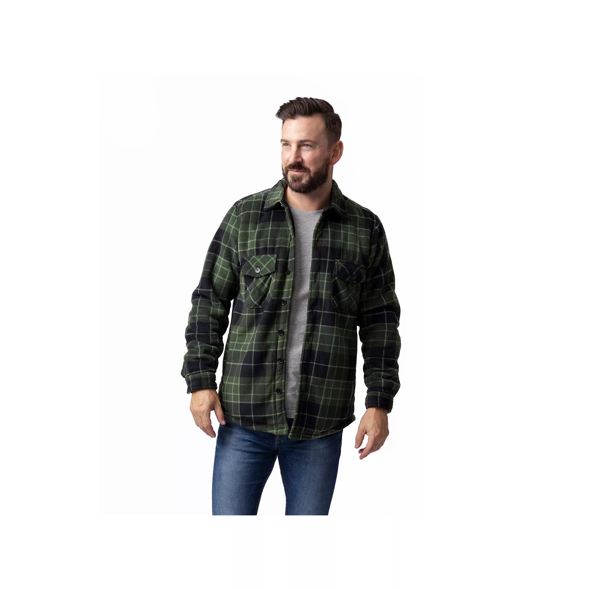 Men's Heat Holders Heatweaver Lined Fleece Shirt Jacket, Size: Small, Gray Black Product Image
