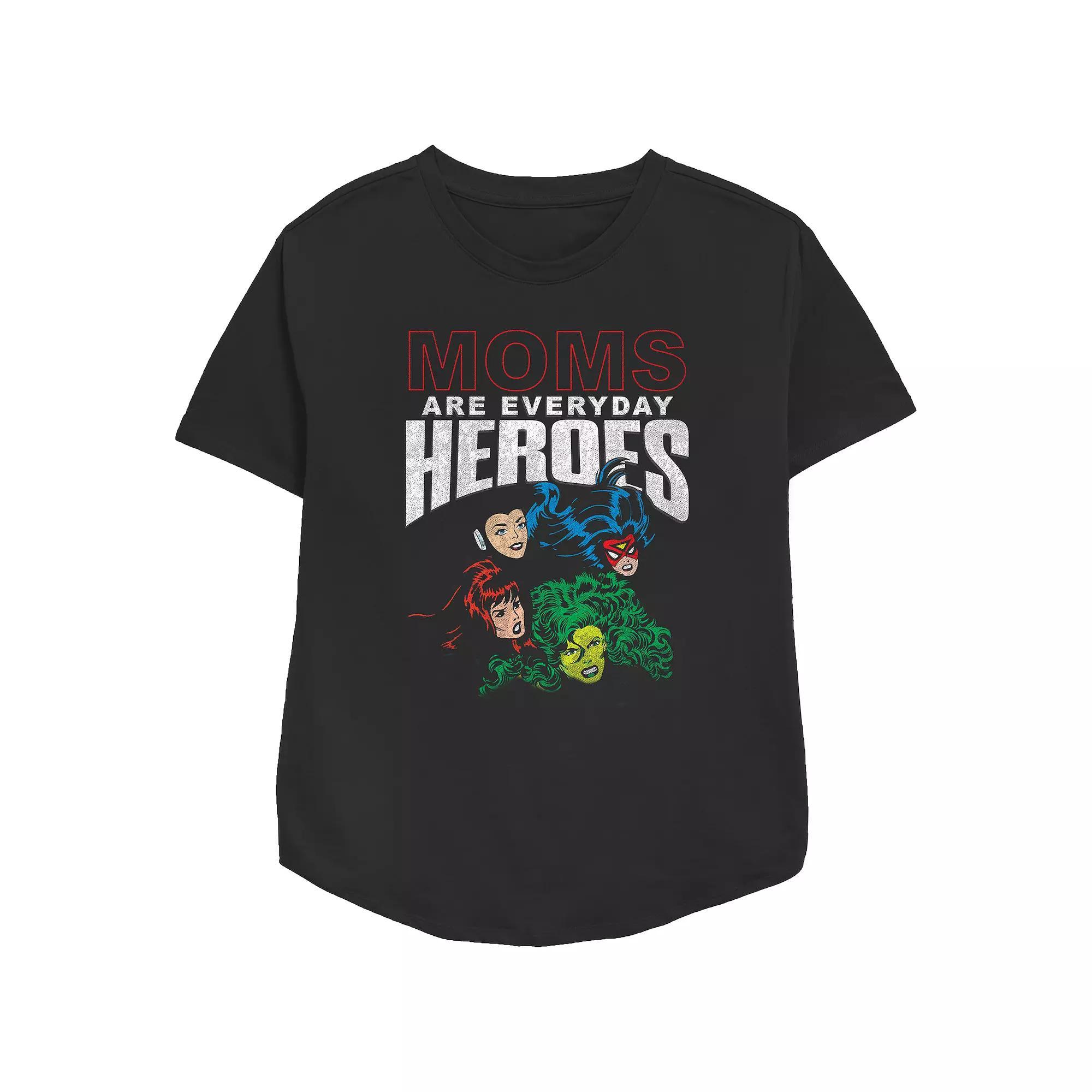 Women's Avengers Moms Are Everyday Heroes Relaxed Fit Graphic Tee, Size: Small, Black Product Image