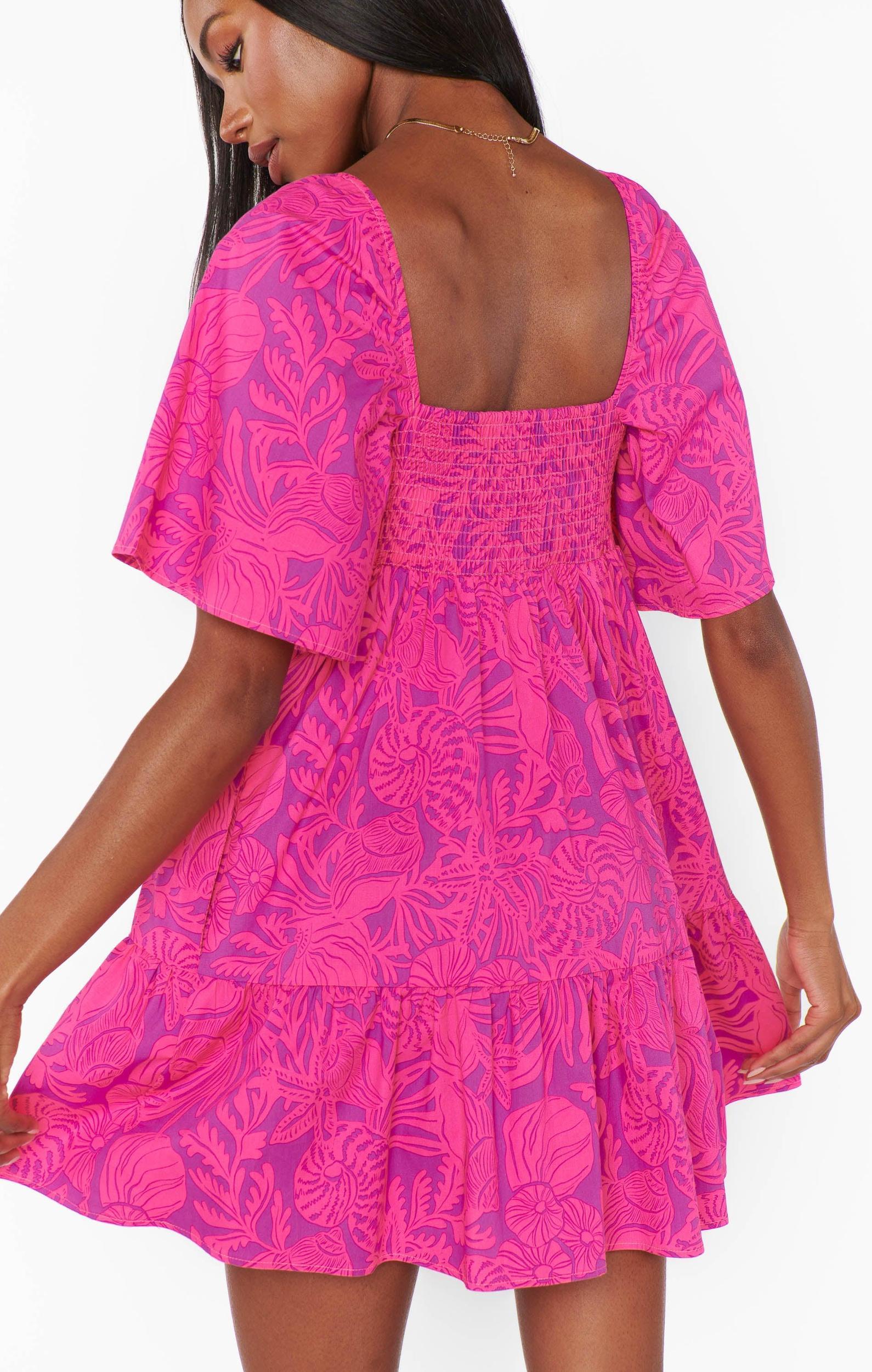 Erin Mini Dress ~ Pink Shells Poplin Product Image