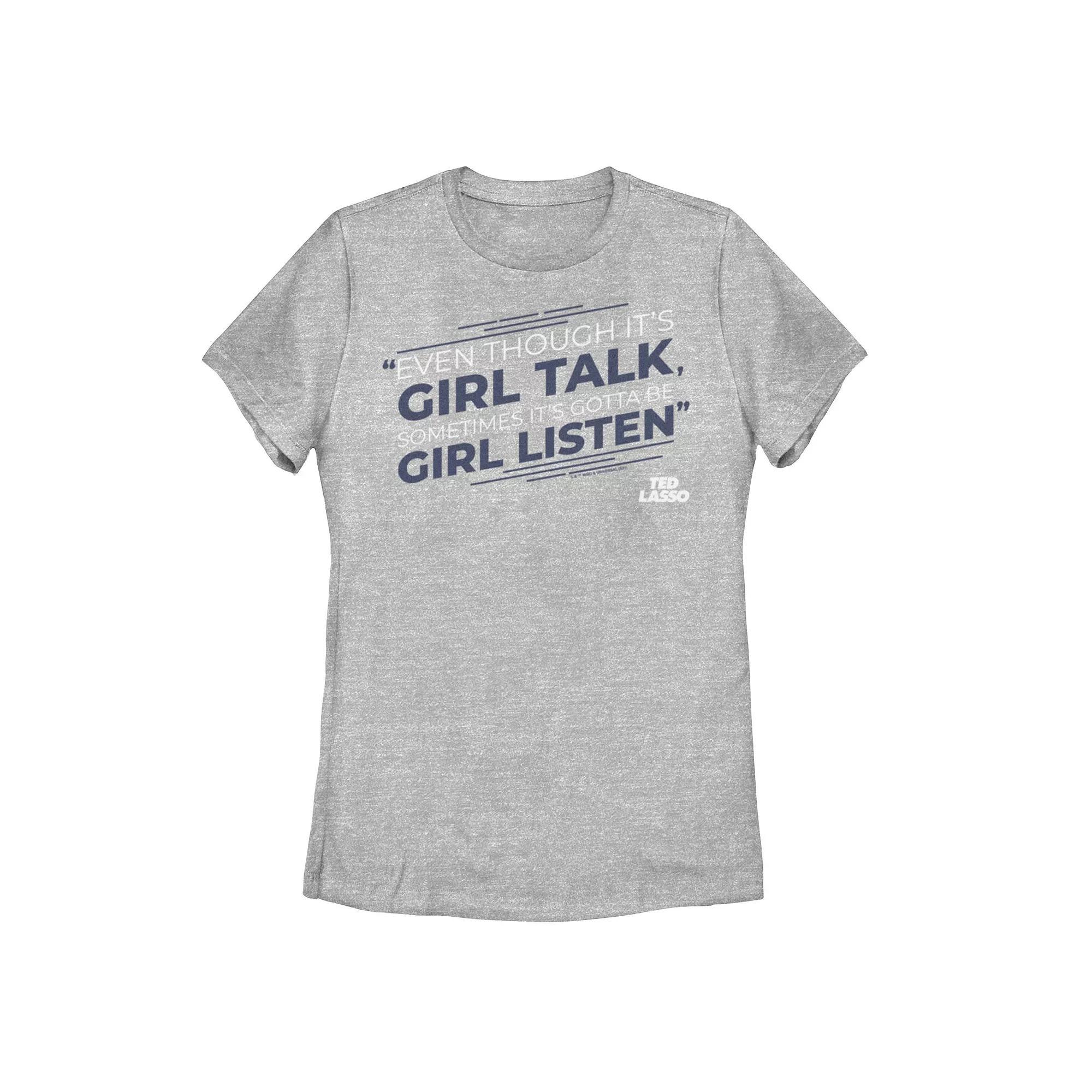 Juniors' Ted Lasso Girl Listen Movie Quote Graphic Tee, Girl's, Size: Small, Athletic Grey Product Image