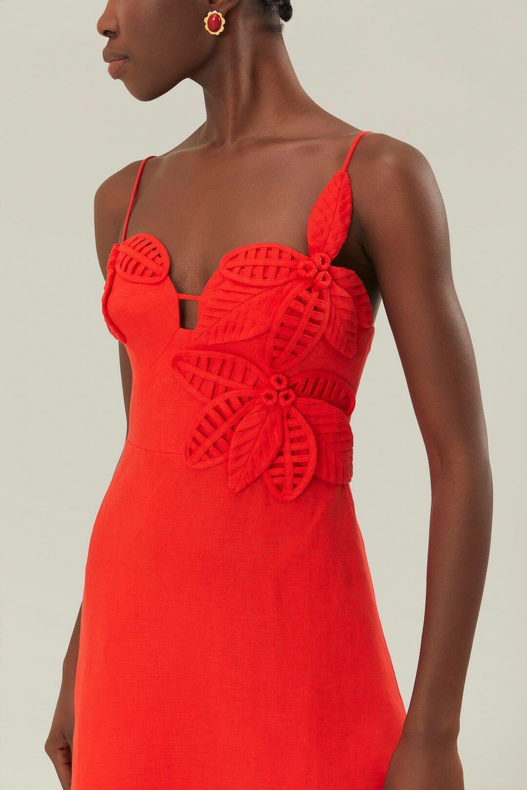 Red 3D Flower Bodice Mini Dress, RED / S Product Image