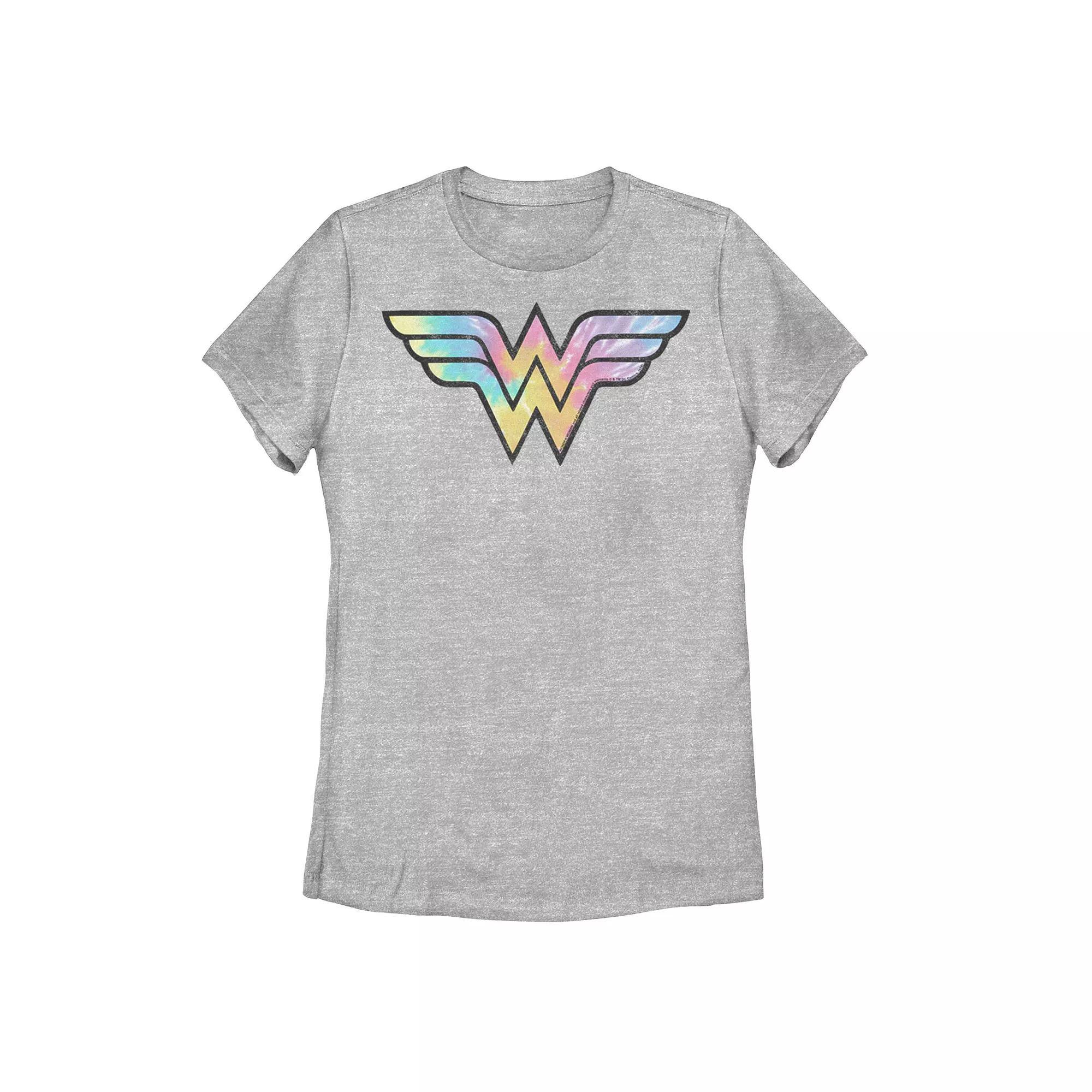 Juniors' DC Comics Wonder Woman Tie-Dye Logo Graphic Tee, Girl's, Size: Medium, Athletic Grey Product Image
