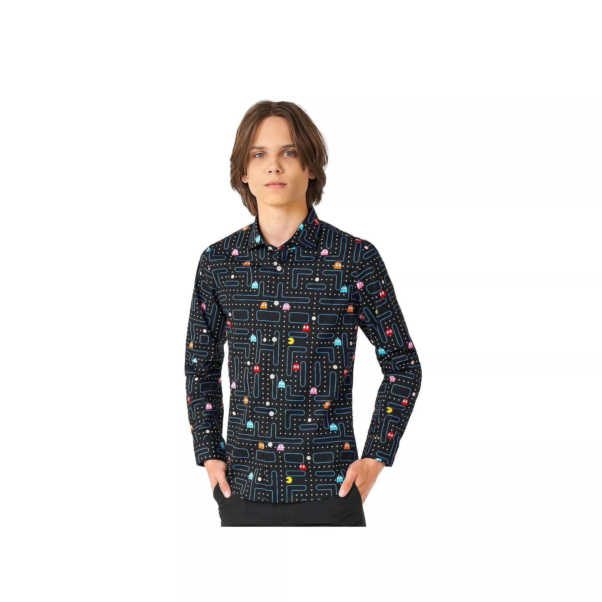 Boys 10-16 OppoSuits Pac-Man Print Button-Down Shirt, Boy's, Black Product Image