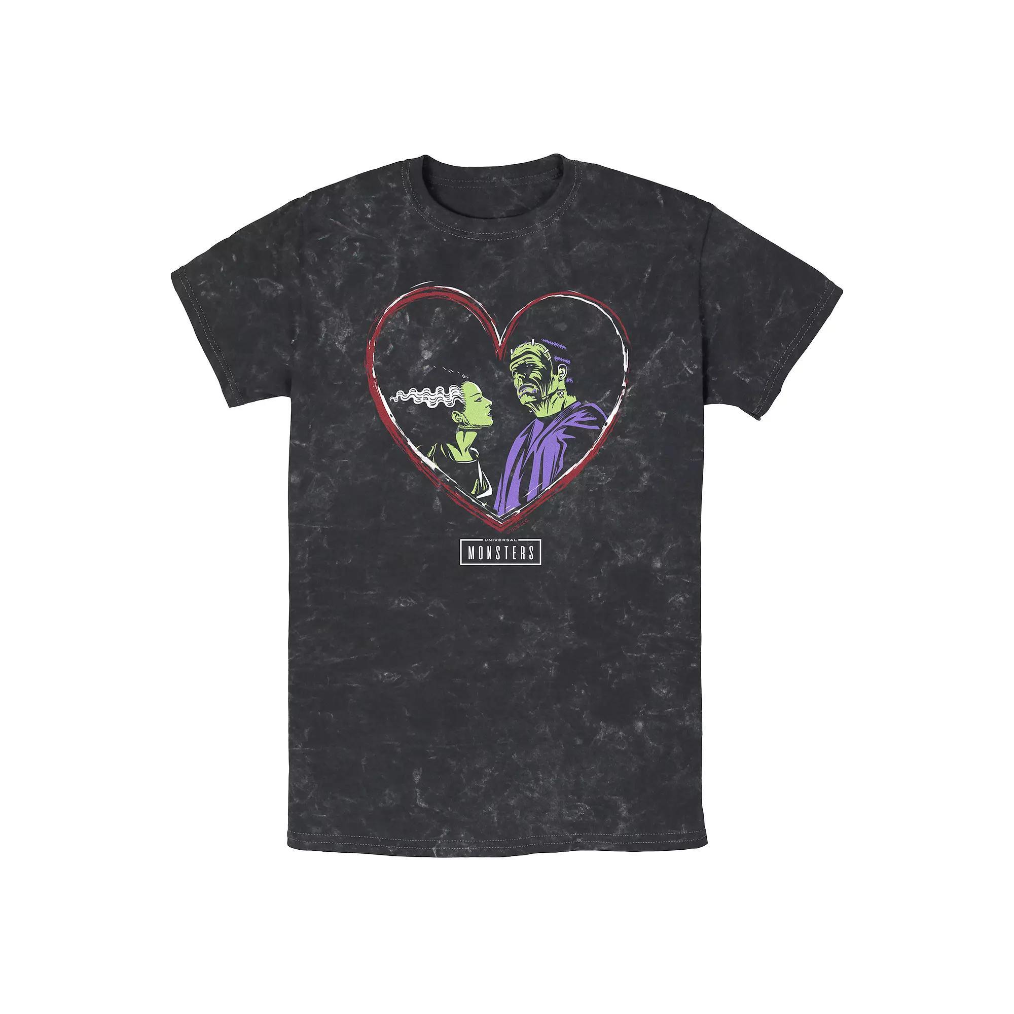 Men's Universal Monsters Heart Shaped Love Graphic Tee, Size: Small, Black Product Image