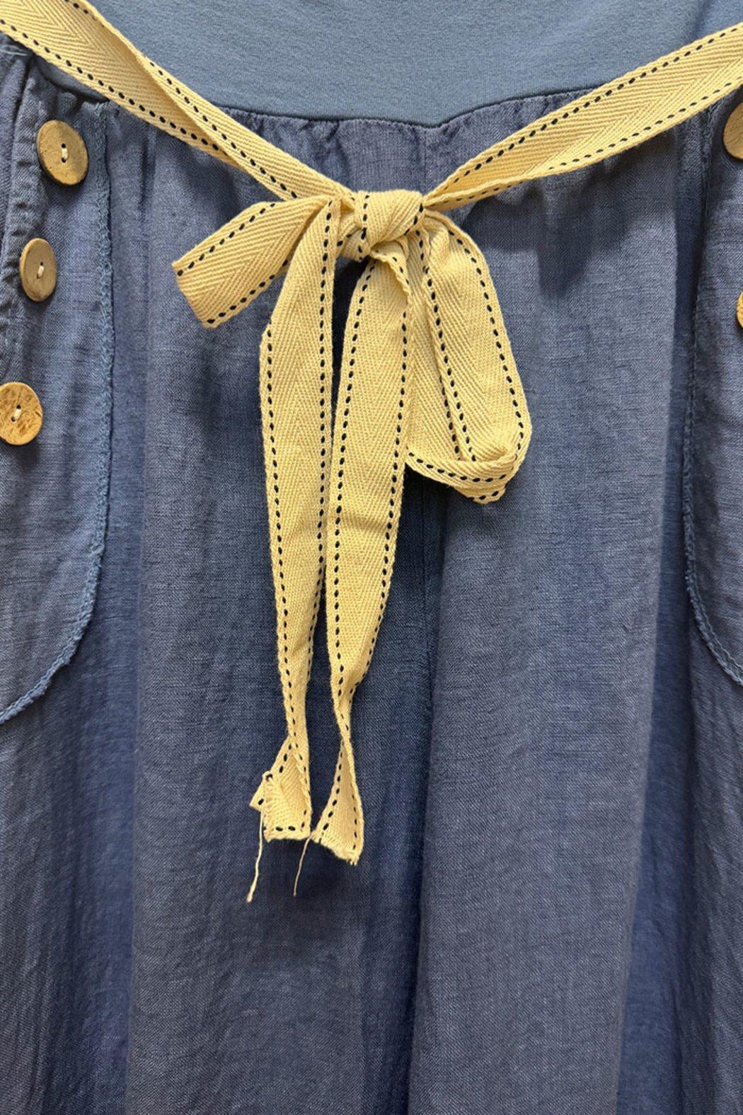 Italian Button Detail Linen Pants Product Image