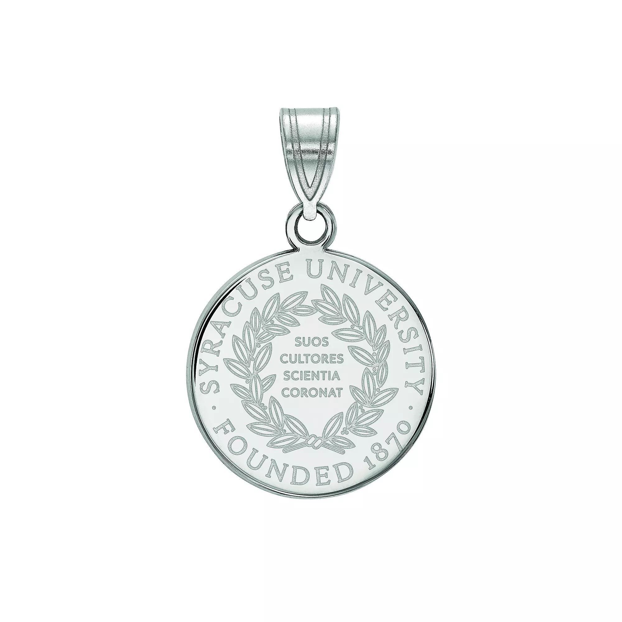 LogoArt Syracuse University Sterling Silver Rhodium Plated Medium Crest Pendant, Women's, Size: 22 mm Product Image