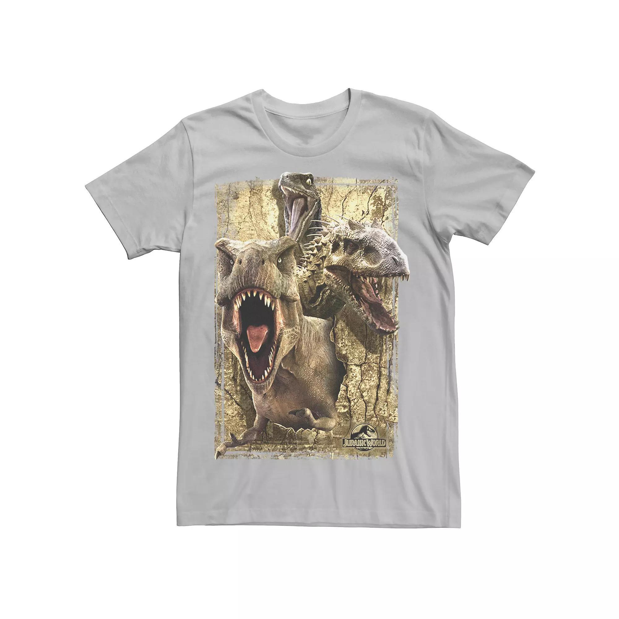 Men's Jurassic World Killer Dinosaur Collage Tee, Size: 3XL, Red Product Image