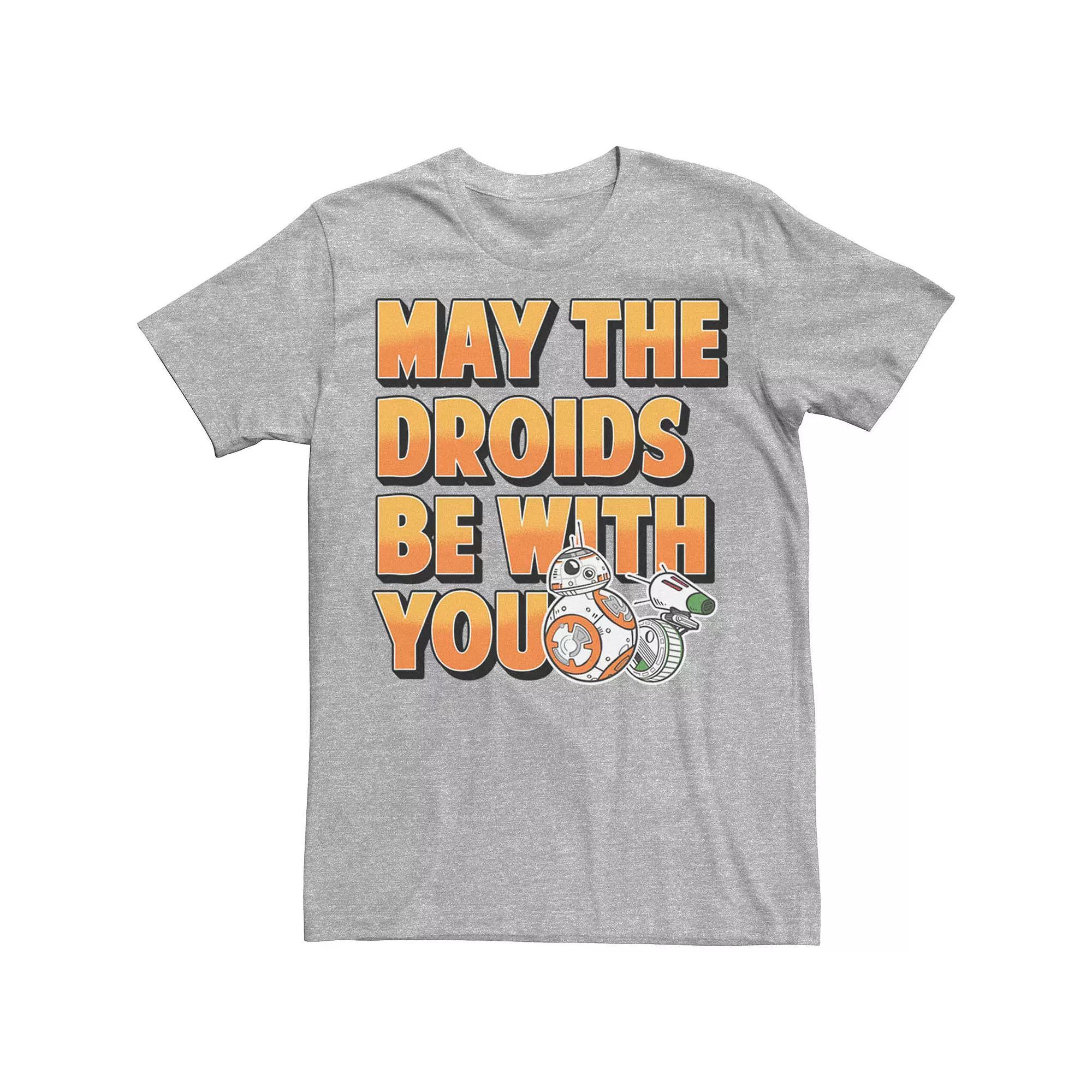 Men's Star Wars D-O & BB-8 May The Droids Be With You Tee, Size: Medium, Athletic Grey Product Image