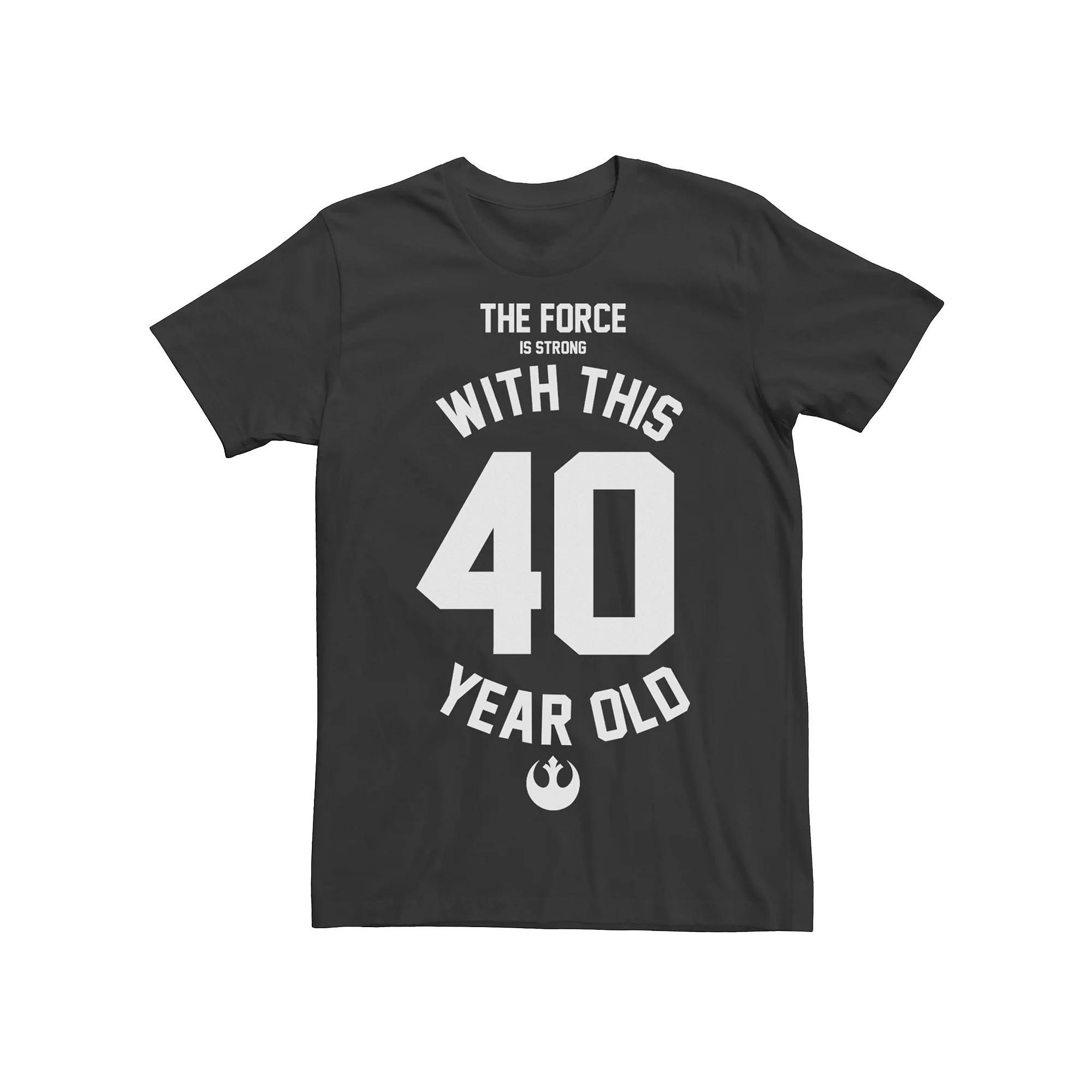Men's Star Wars The Force Is Strong With This 40 Year Old Short Sleeve Tee, Size: XL, Black Product Image