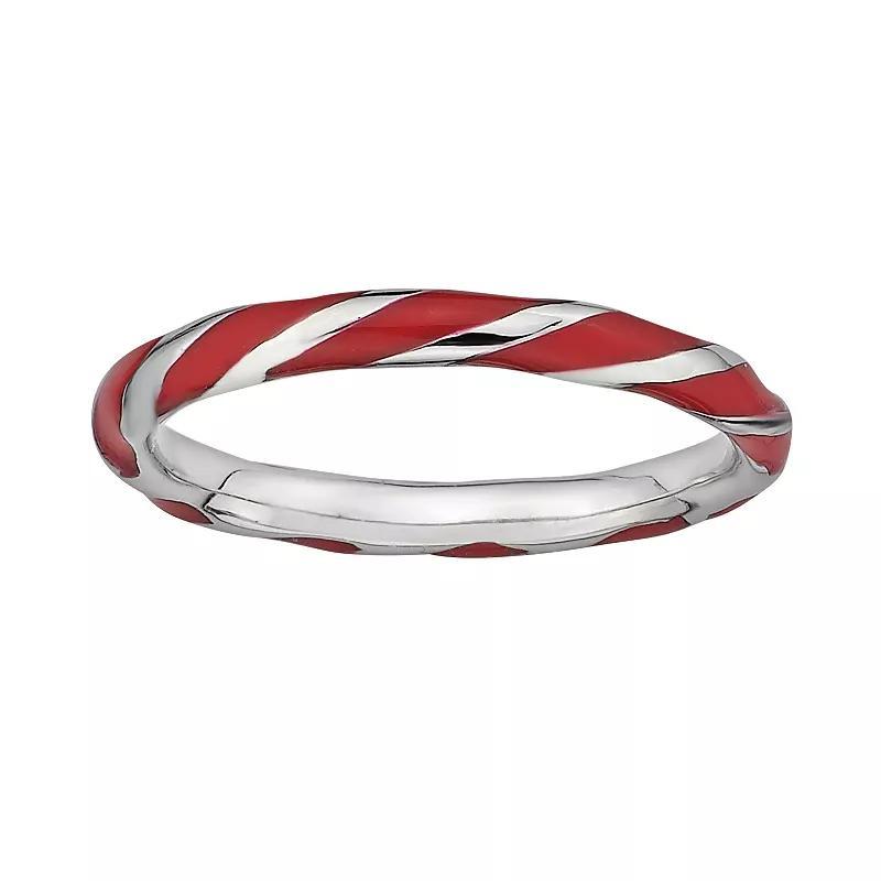 Stacks & Stones Sterling Silver Red Enamel Twist Stack Ring, Women's, Size: 7 Product Image