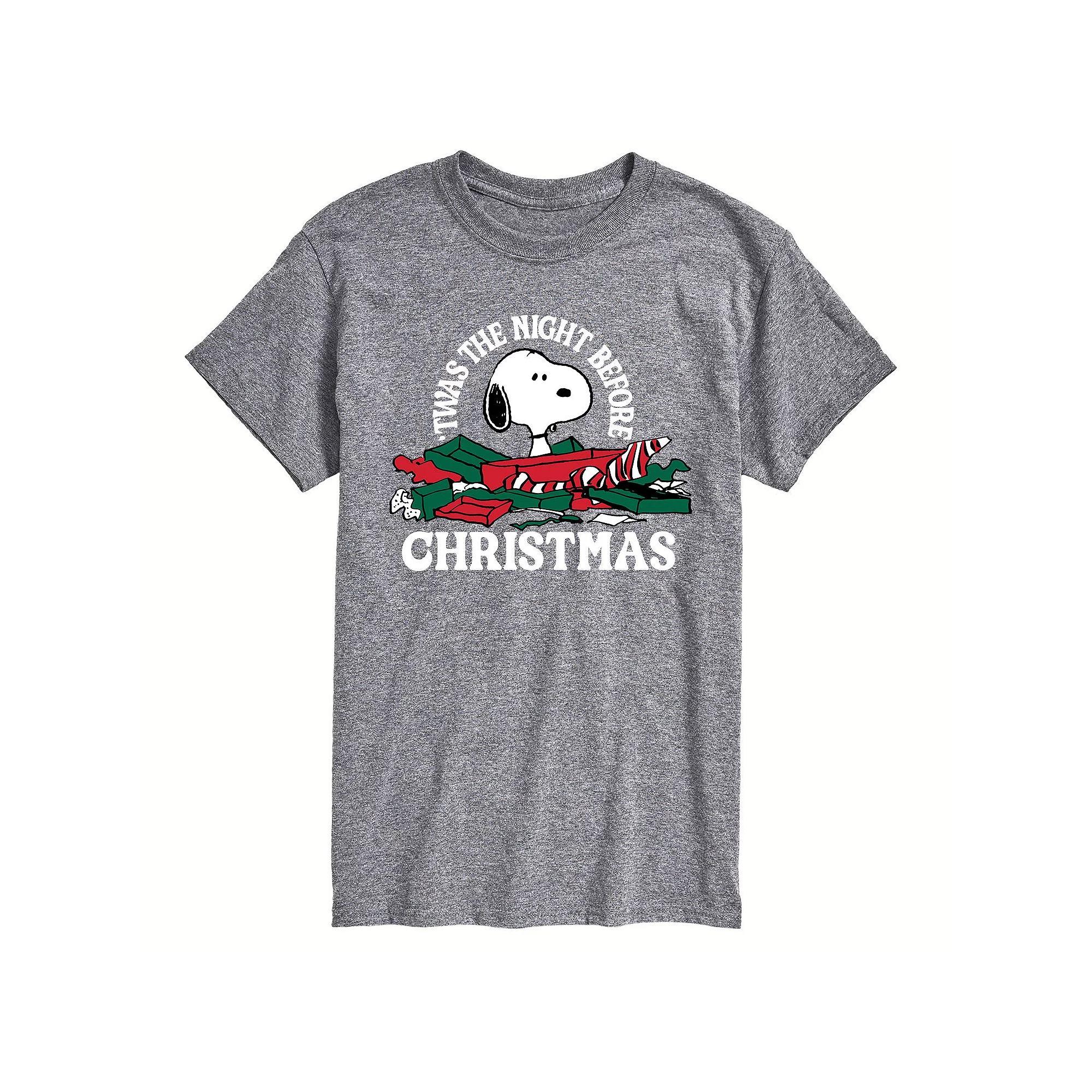 Men's Peanuts 'Twas The Night Before Christmas Tee, Size: XL, Gray Product Image