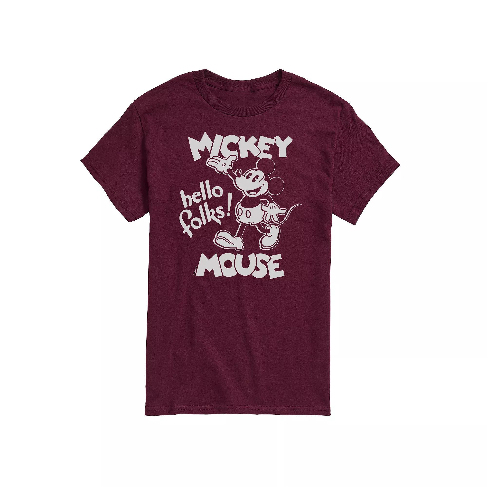 Disneys Mickey Mouse Mens Hello Folks Graphic Tee Product Image