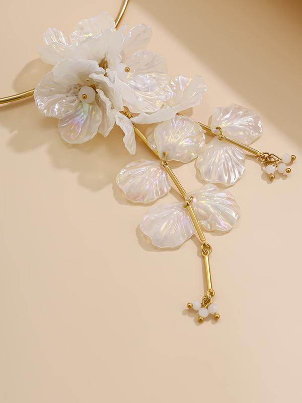 Beaded Flower Shape Earrings Accessories Product Image