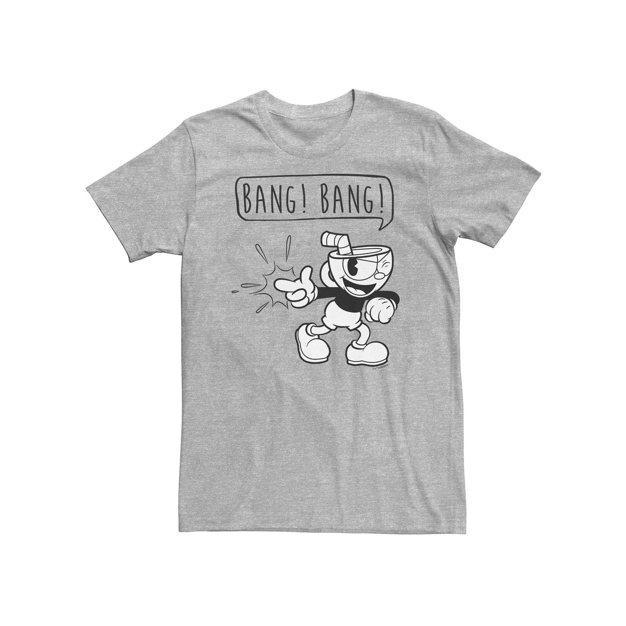 Big & Tall Cuphead Bang Bang Finger Gun Outline Tee, Men's, Size: 4XL, Athletic Grey Product Image