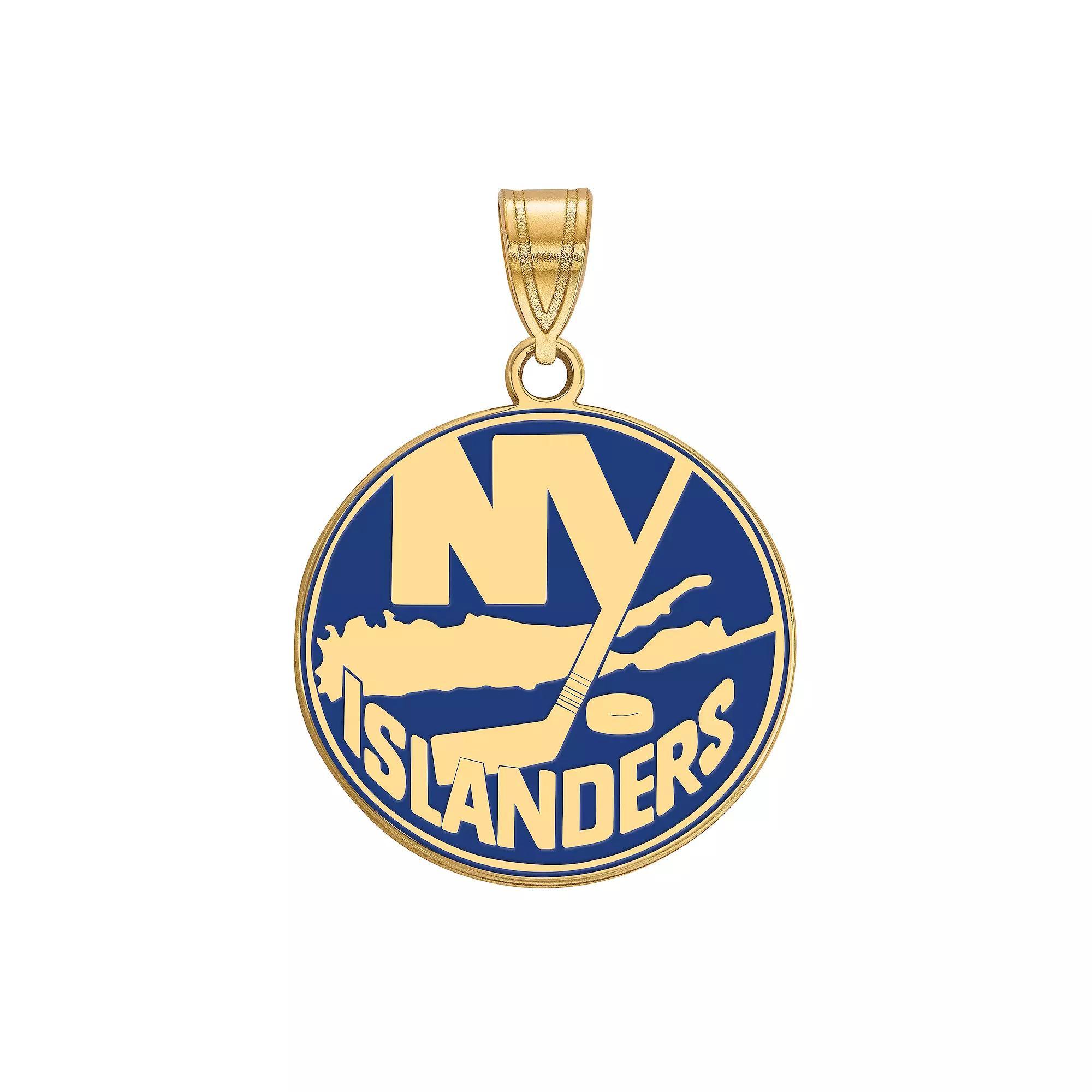 LogoArt New York Islanders Sterling Silver Large Enamel Logo Pendant, Women's, Size: 18 mm, Gold Tone Product Image
