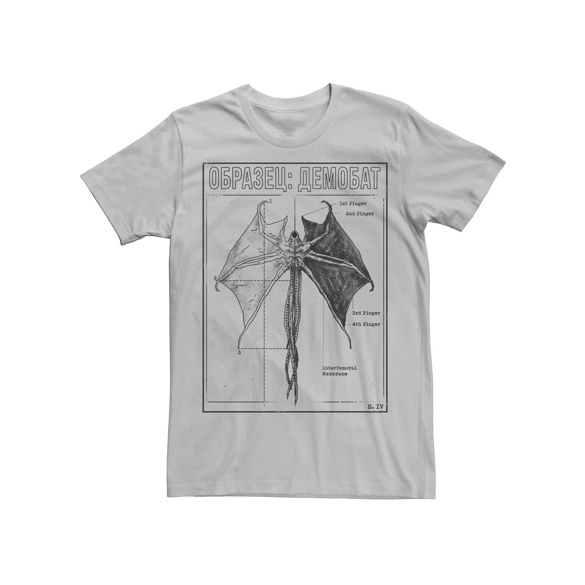 Men's Netflix Stranger Things Demobat Anatomy Tee, Size: Medium, Silver Product Image