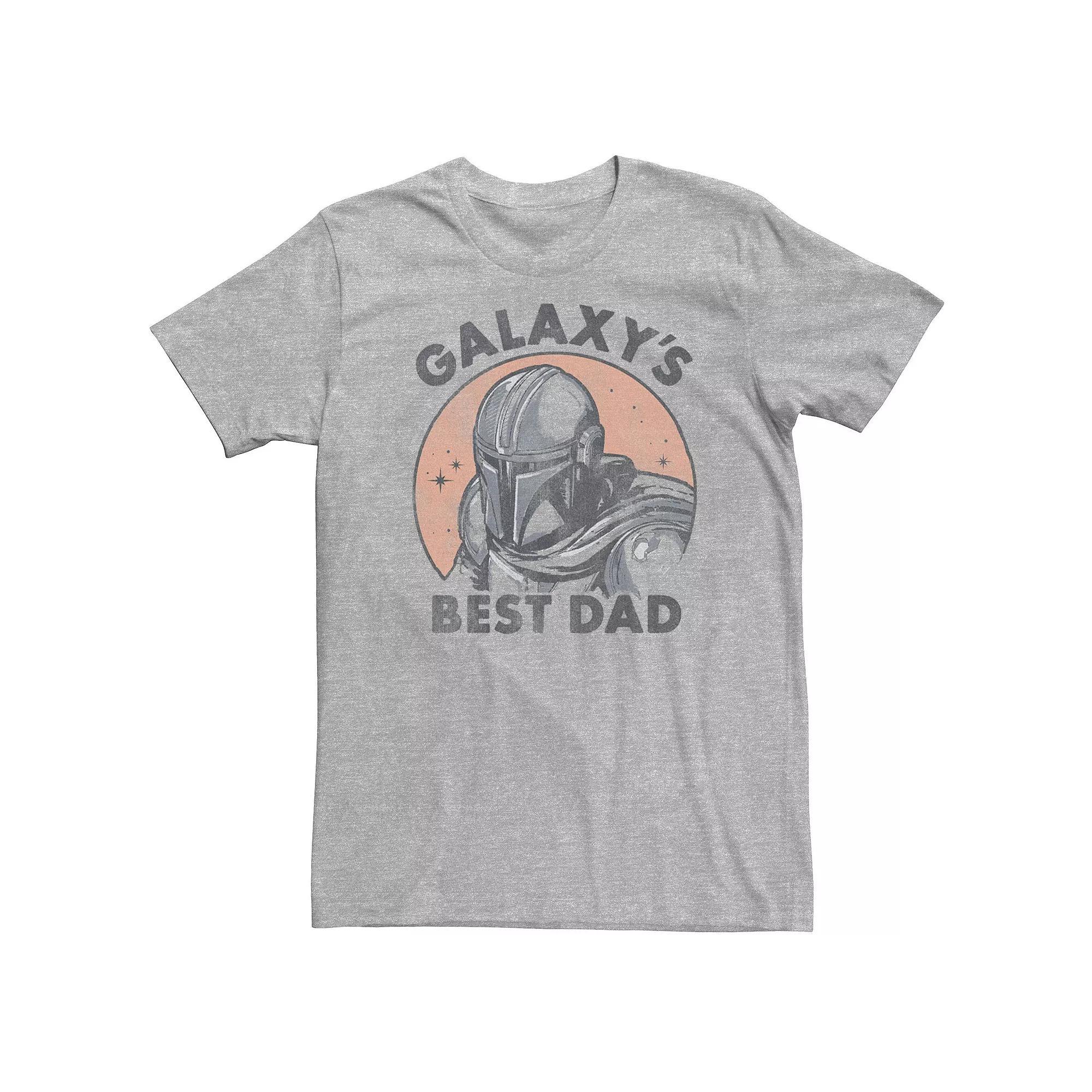 Big & Tall Star Wars: The Mandalorian "Galaxy's Best Dad" Distressed Portrait Tee, Men's, Size: XXL Tall, Athletic Grey Product Image