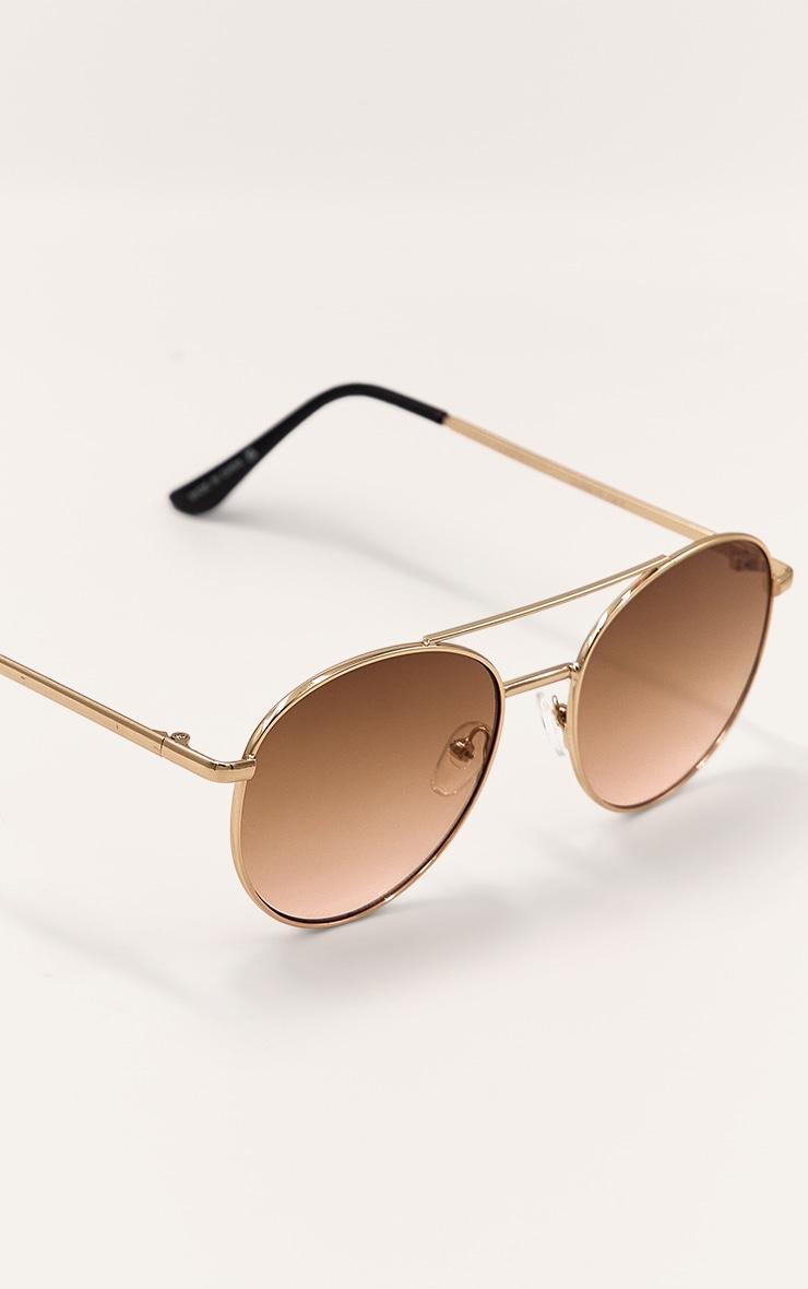 Rose Gold Peach Gradient Lens Aviator Sunglasses Product Image