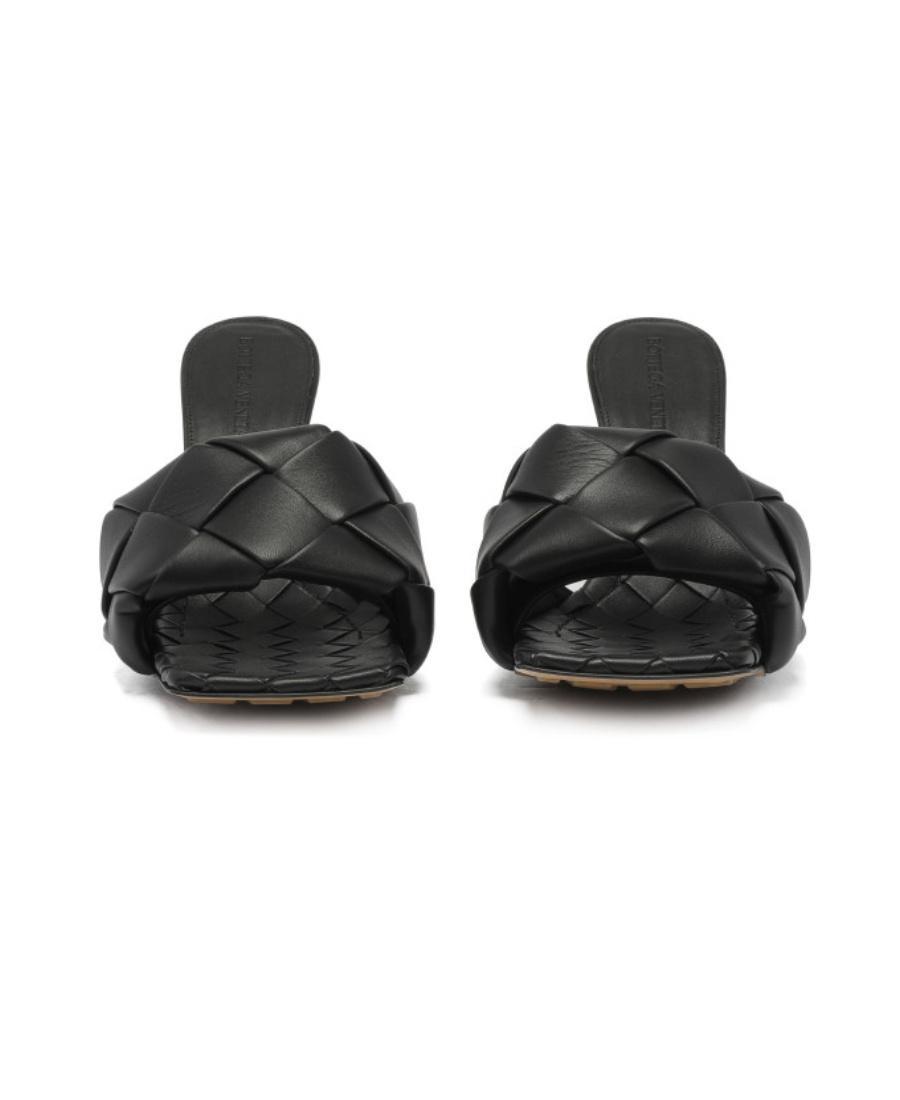 BOTTEGA VENETA Black Intrecciato Lido Heeled Sandals In 1000 Black Product Image