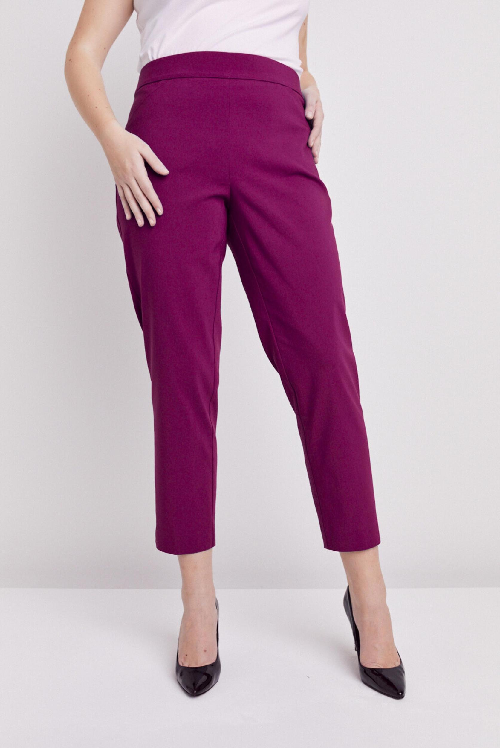 Roz & Ali Superstretch Magenta Pull On Ankle Pants Product Image