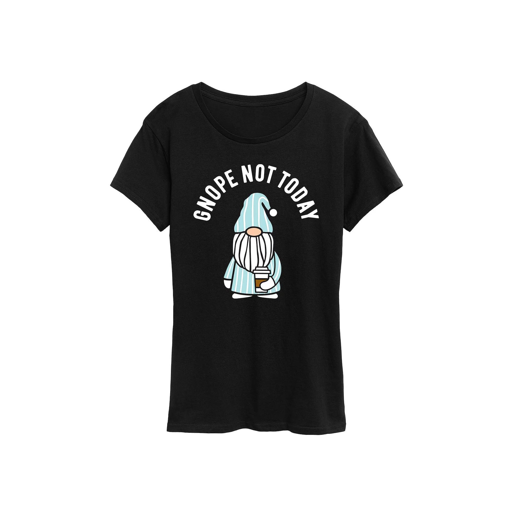 Womens Gnope Not Today Sleepy Gnome Graphic Tee Blue Product Image