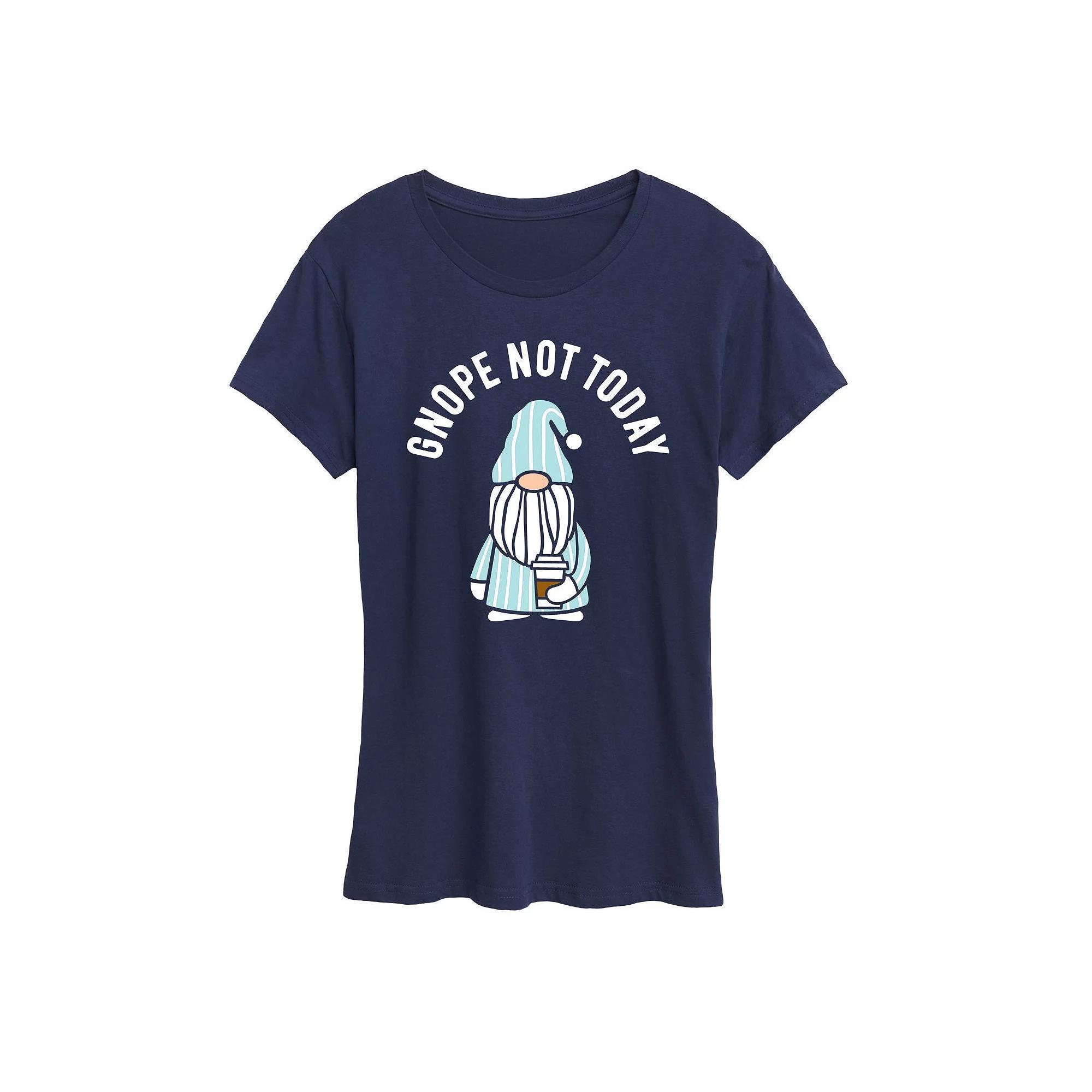 Womens Gnope Not Today Sleepy Gnome Graphic Tee Blue Product Image
