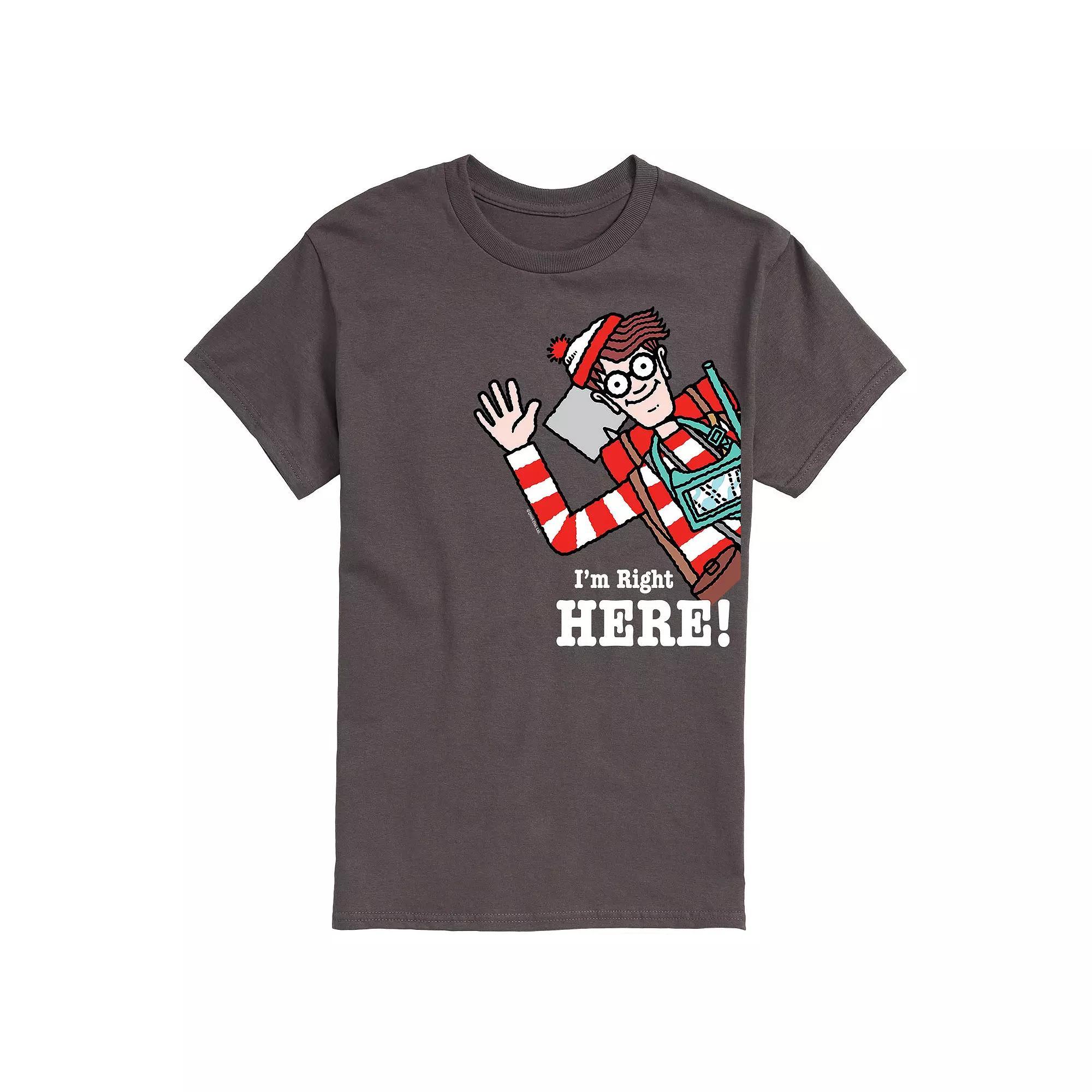 Mens Wheres Waldo Im Right Here Graphic Tee Grey Blue Product Image