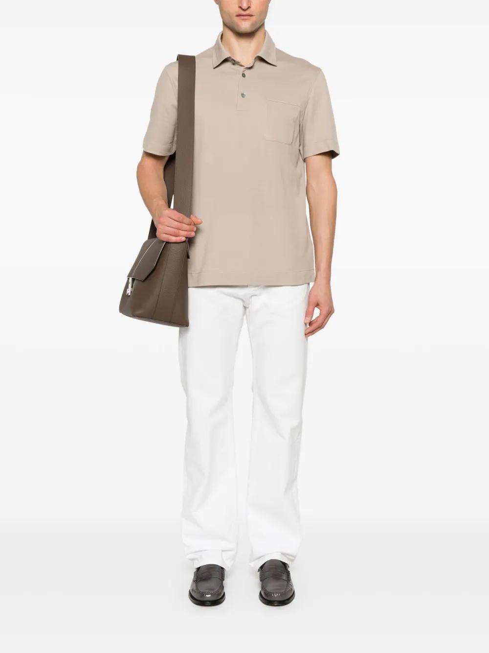 ZEGNA Cotton Polo Shirt In Nude Product Image