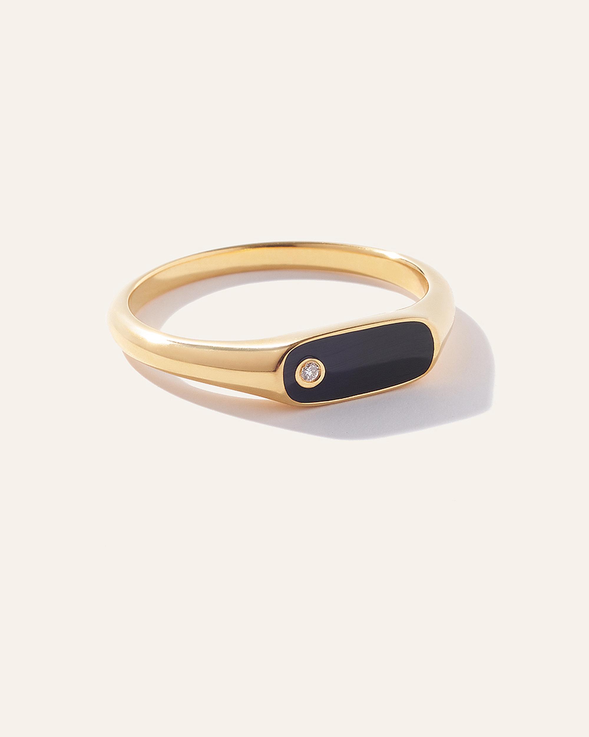 Quince | Men's Oblong Bezel Diamond Signet Ring Product Image