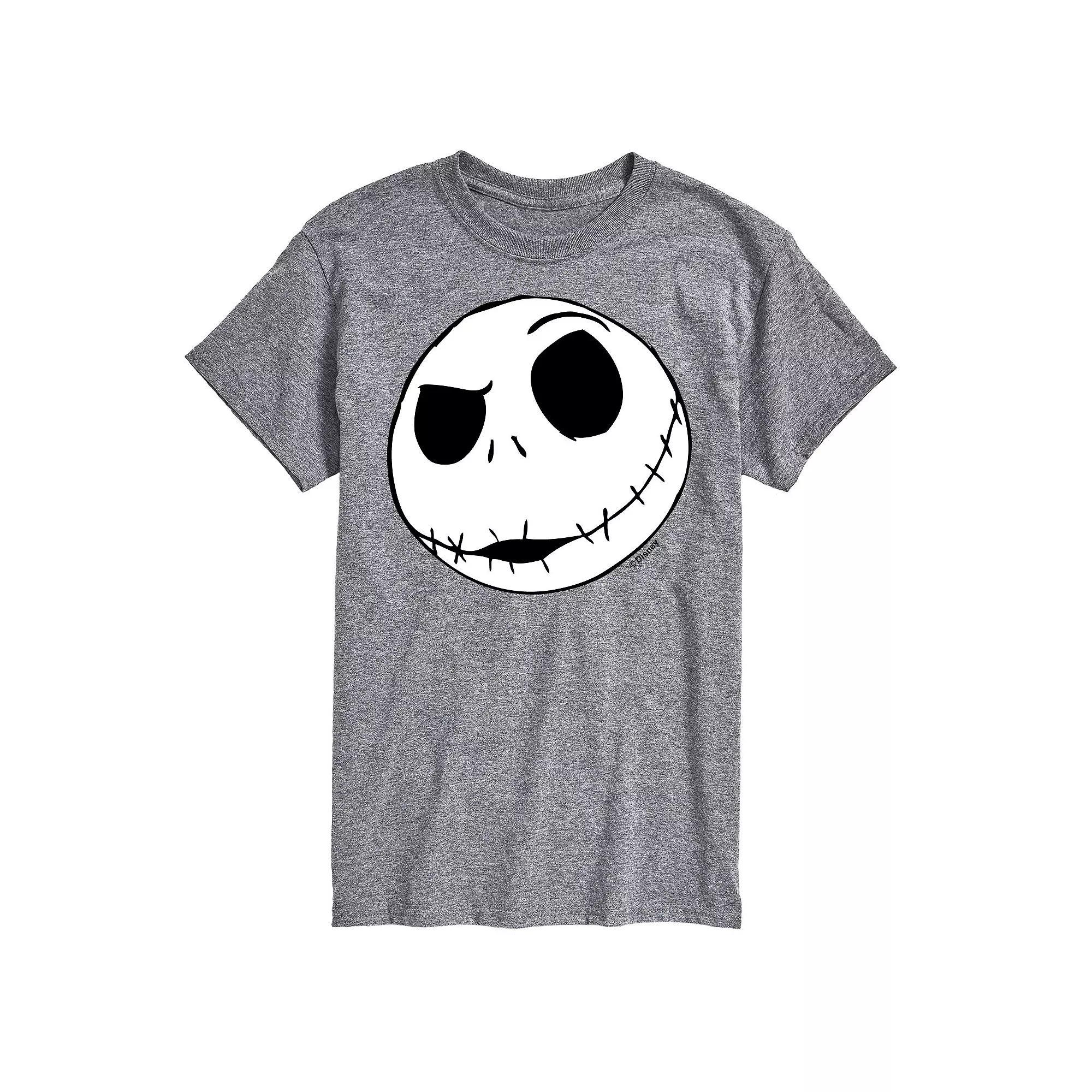 Disney's The Nightmare Before Christmas Jack Skellington Men's Face Graphic Tee, Size: Medium, Athletic Grey Product Image