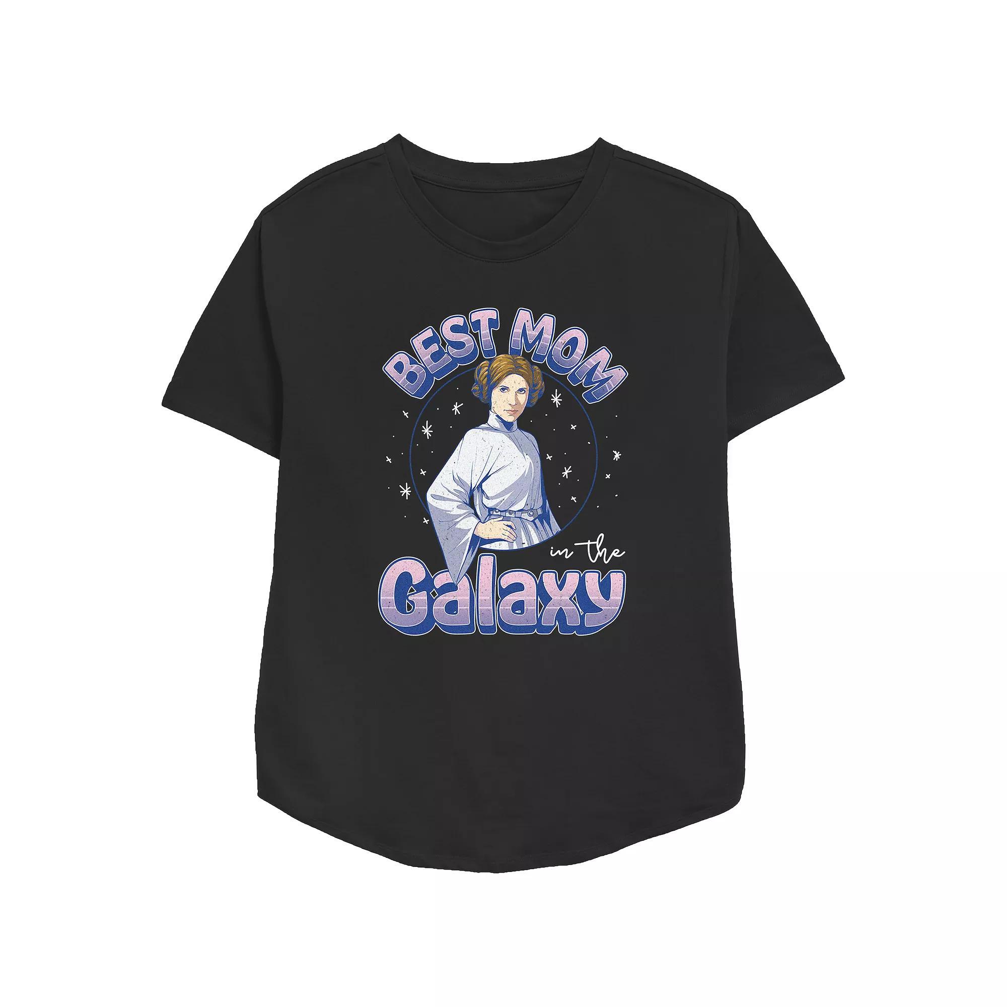 Women's Star Wars Princess Leia Best Mom In The Galaxy Relaxed Fit Graphic Tee, Size: Medium, Black Product Image