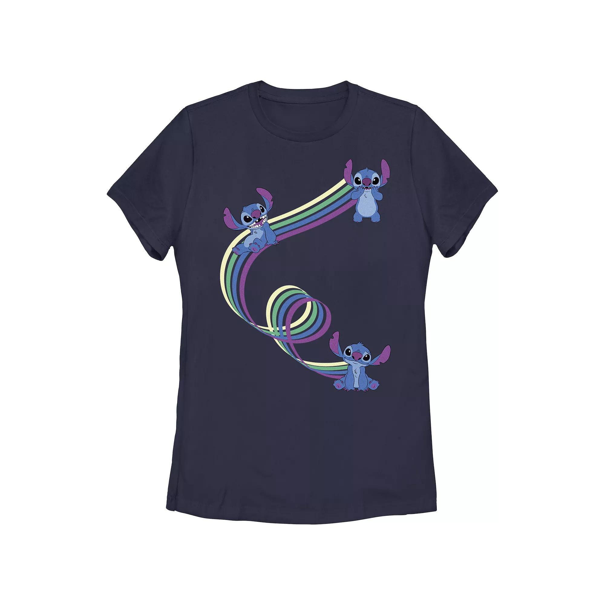 Disney's Lilo & Stitch Women's Color Ribbons Stitch Tee, Girl's, Size: Large, Blue Product Image