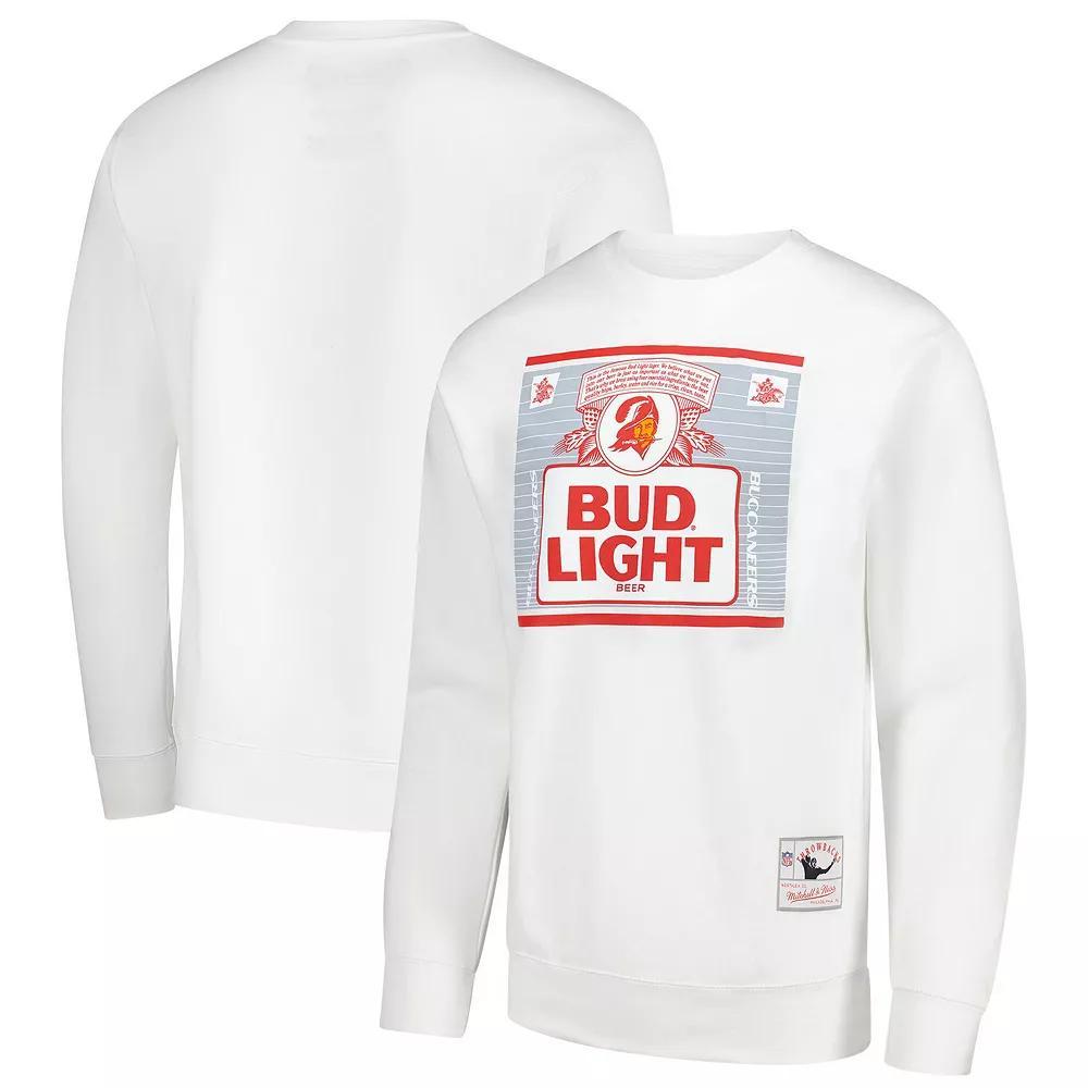 Men's Mitchell & Ness White Tampa Bay Buccaneers NFL x Bud Light The Crest Pullover Sweatshirt, Size: XL Product Image