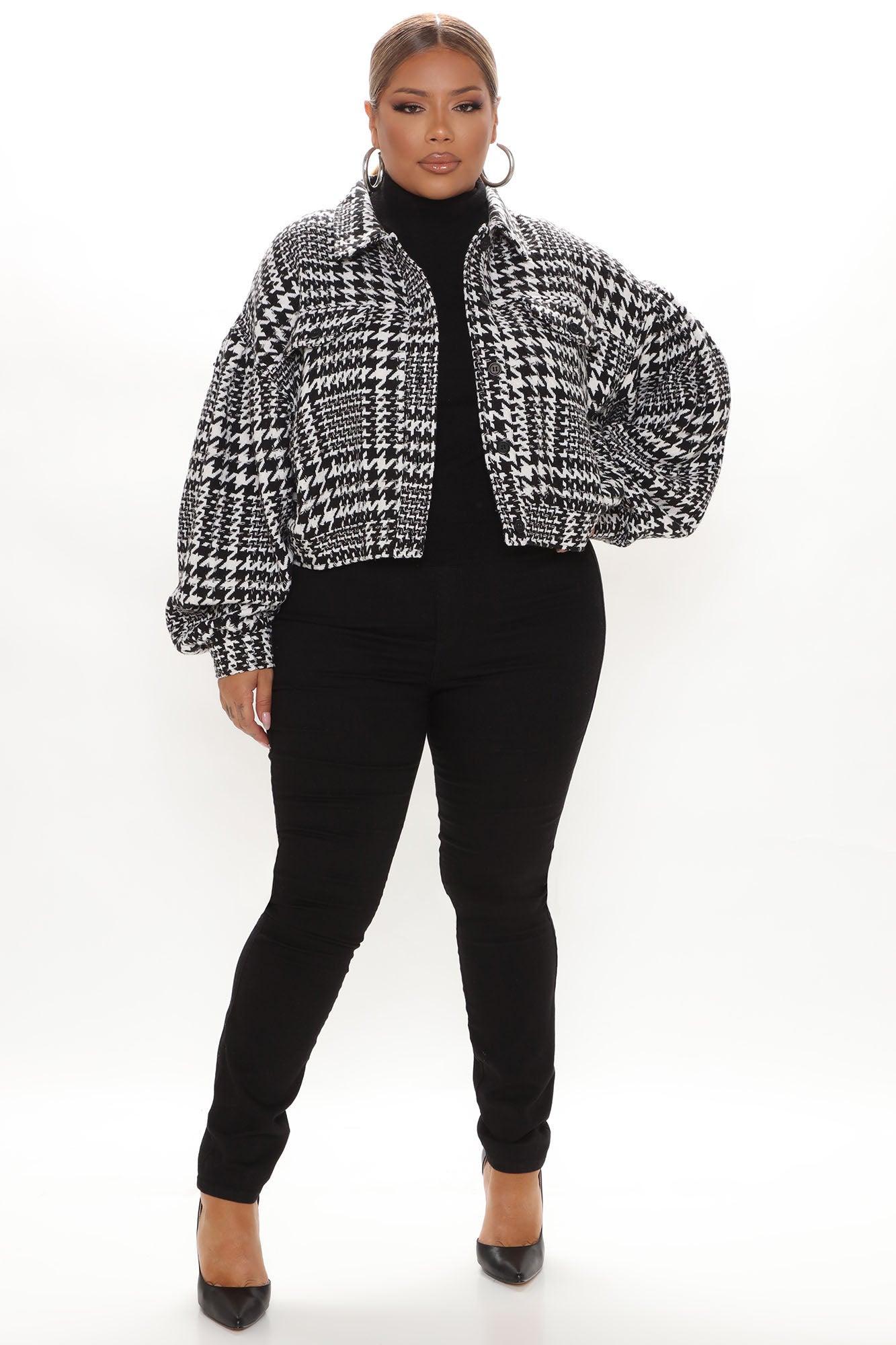 Not Your Only Houndstooth Jacket - Black/combo Female Product Image