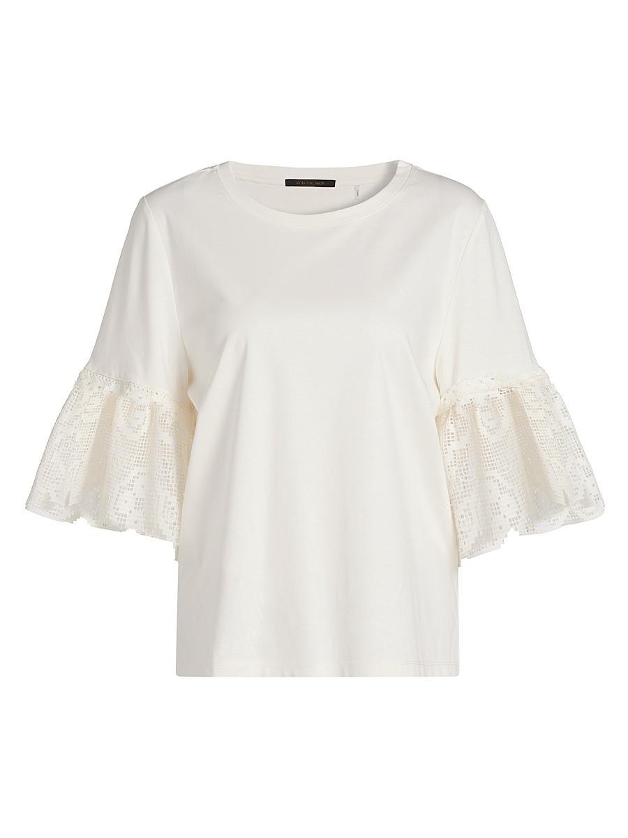 Womens Amanda Lace-Trimmed Cotton T-Shirt Product Image