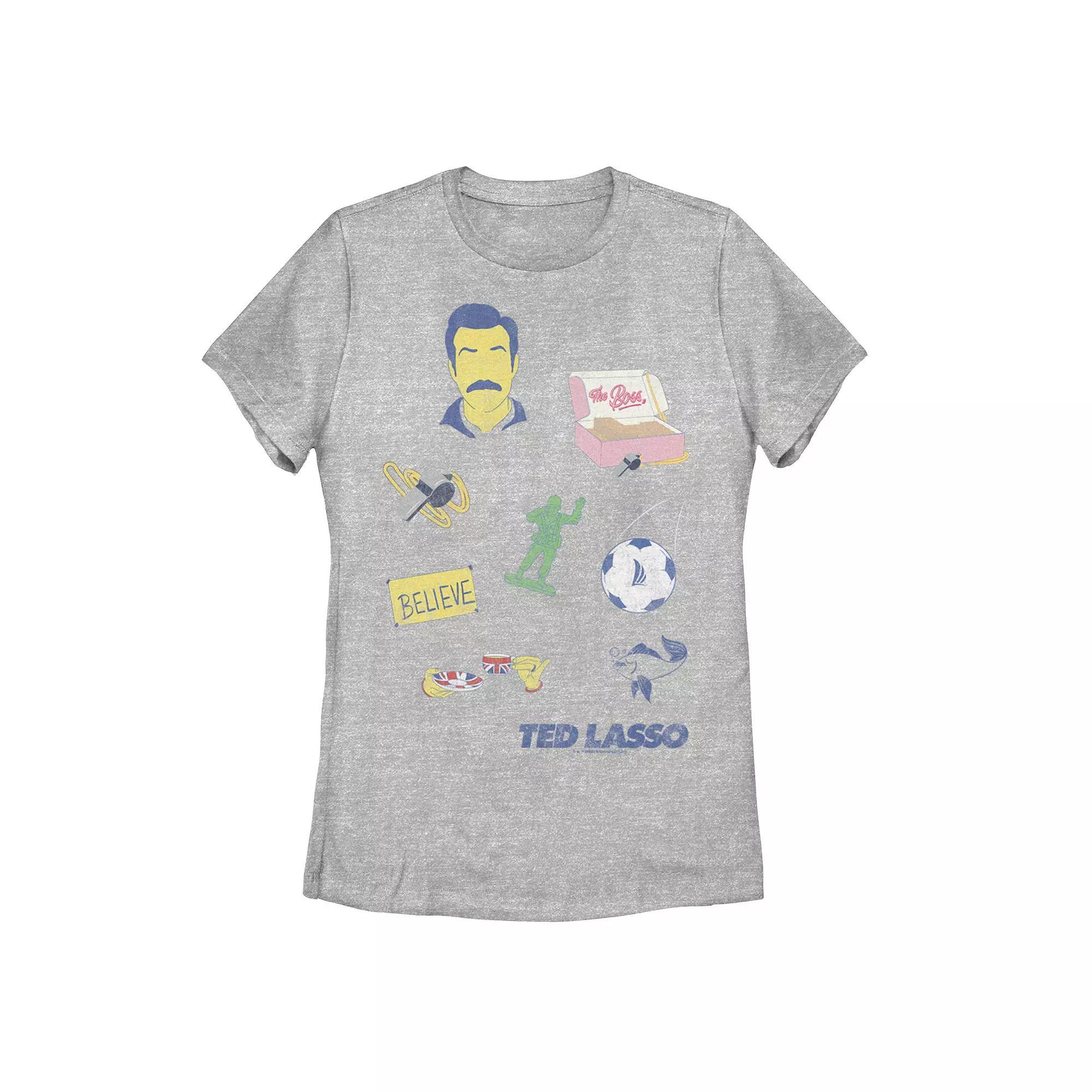 Juniors' Ted Lasso Icons Graphic Tee, Girl's, Size: Small, Athletic Grey Product Image