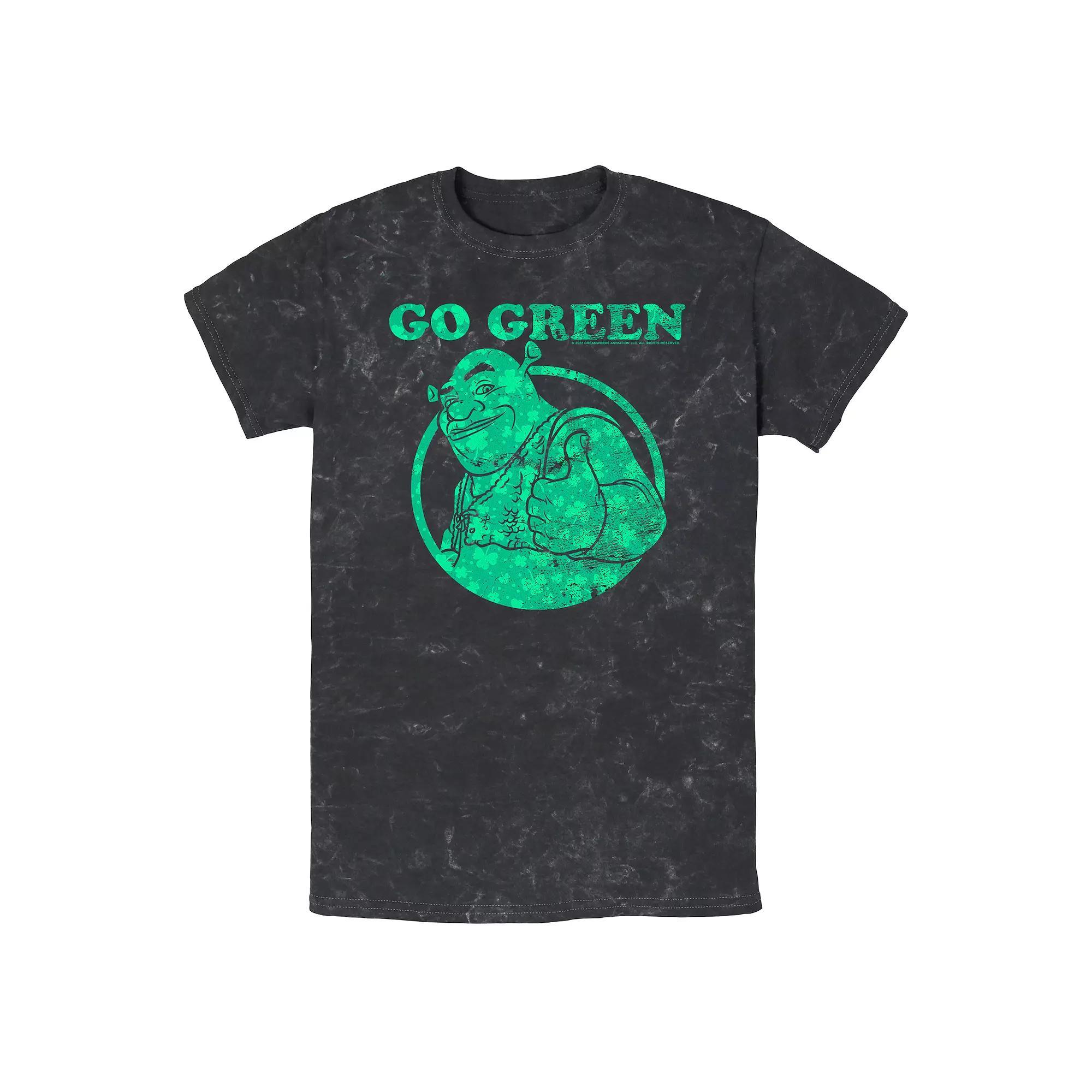 Men's Shrek Go Green Mineral Wash Graphic Tee, Size: Small, Black Product Image