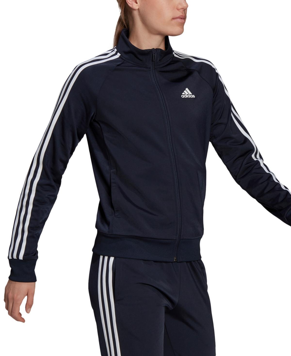 adidas 3-Stripes Track Top Tricot (Shadow /White) Women's Clothing Product Image