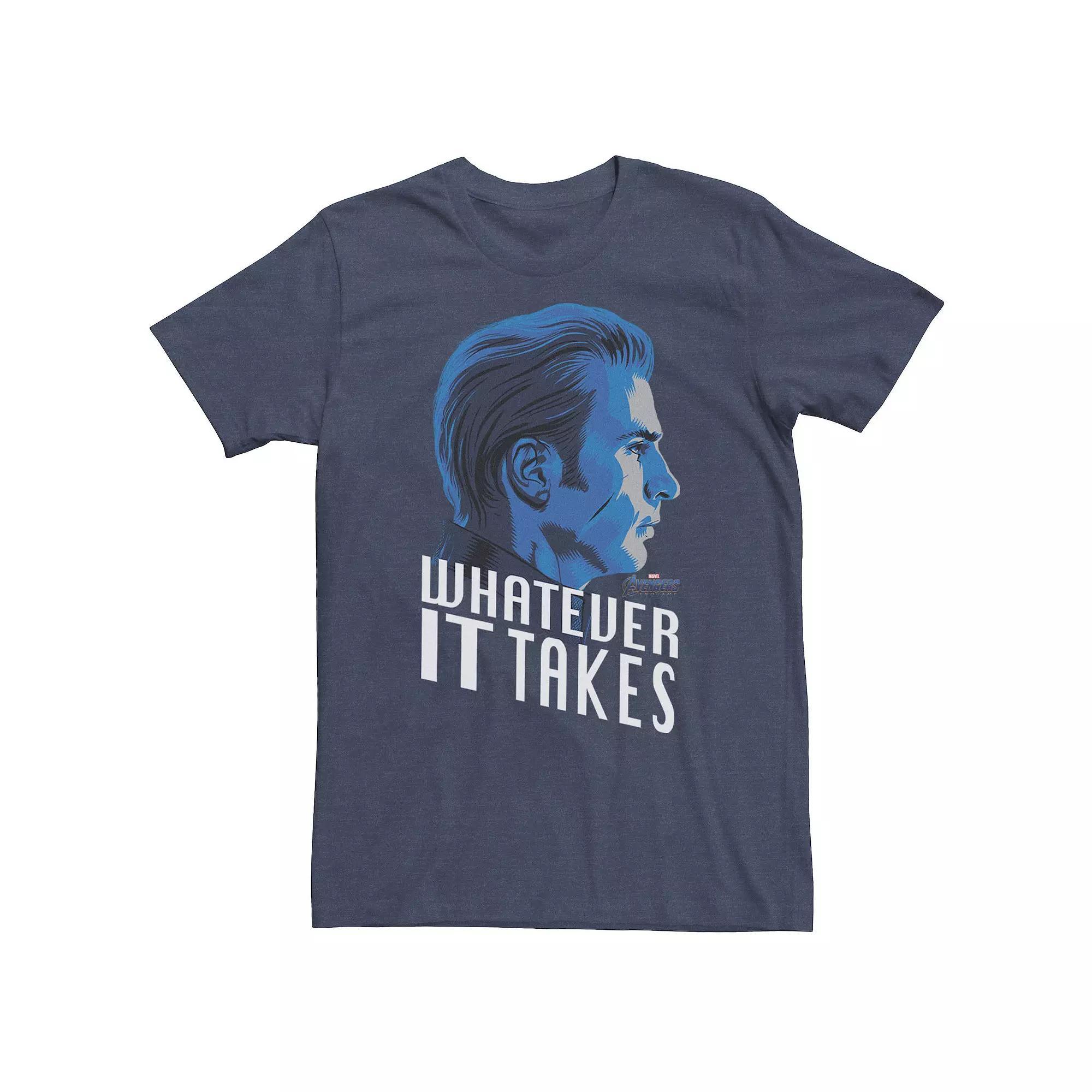 Big & Tall Marvel Avengers Endgame Captain America What Ever It Takes Tee, Men's, Size: Large Tall, Navy Grey Product Image