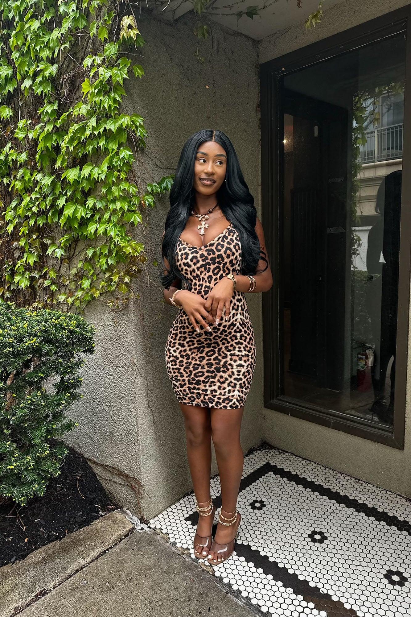 Remmie Leopard Mini Dress - Brown/combo Product Image