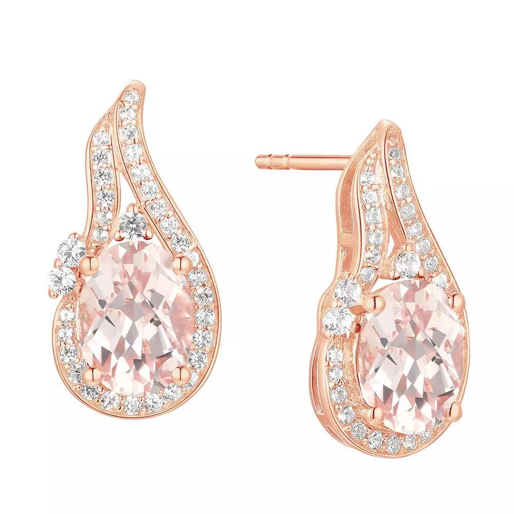 14k Rose Gold Flash-Plated Lab-Created Morganite Stud Earrings, Women's Product Image