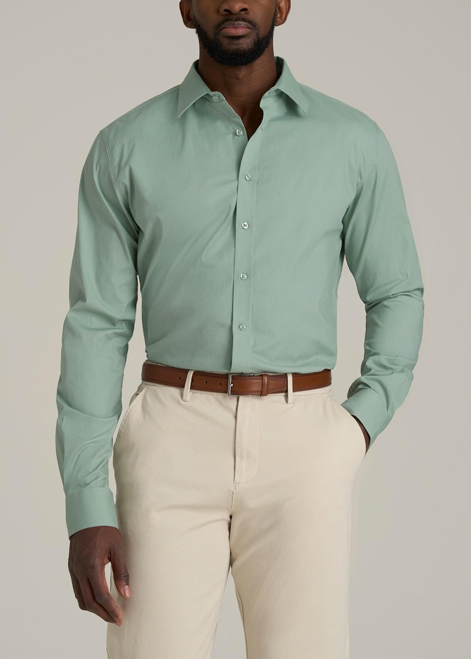 Oskar Button-Up Dress Shirt for Tall Men in Seagrass Product Image