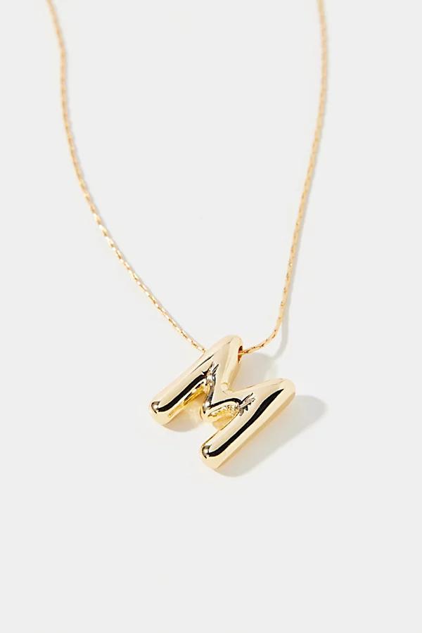 14k Gold Plated Bubble Initial Charm Necklace, Womens at Urban Outfitters Product Image