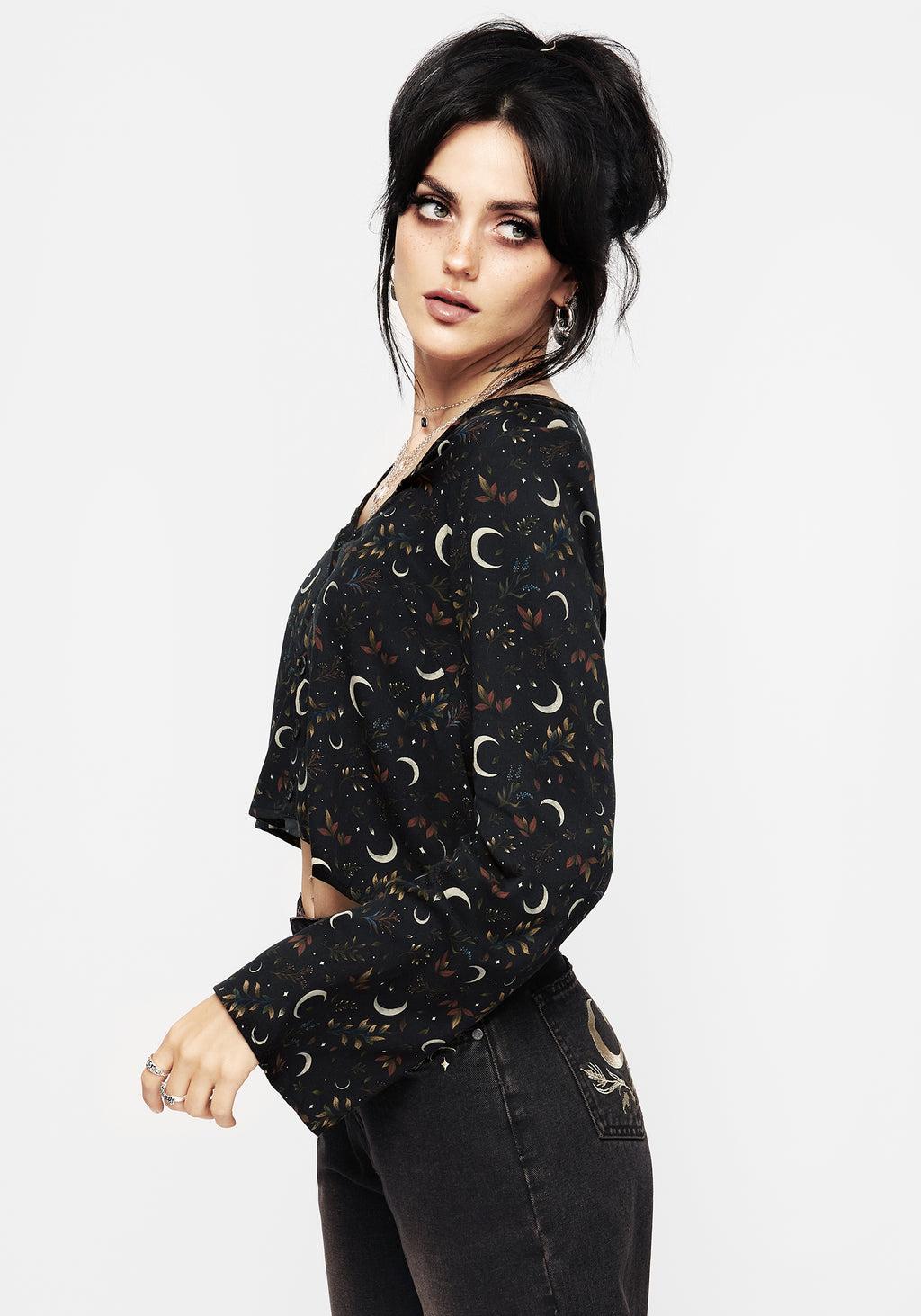 Sickle Moon Flute Sleeve Button Up Top Product Image